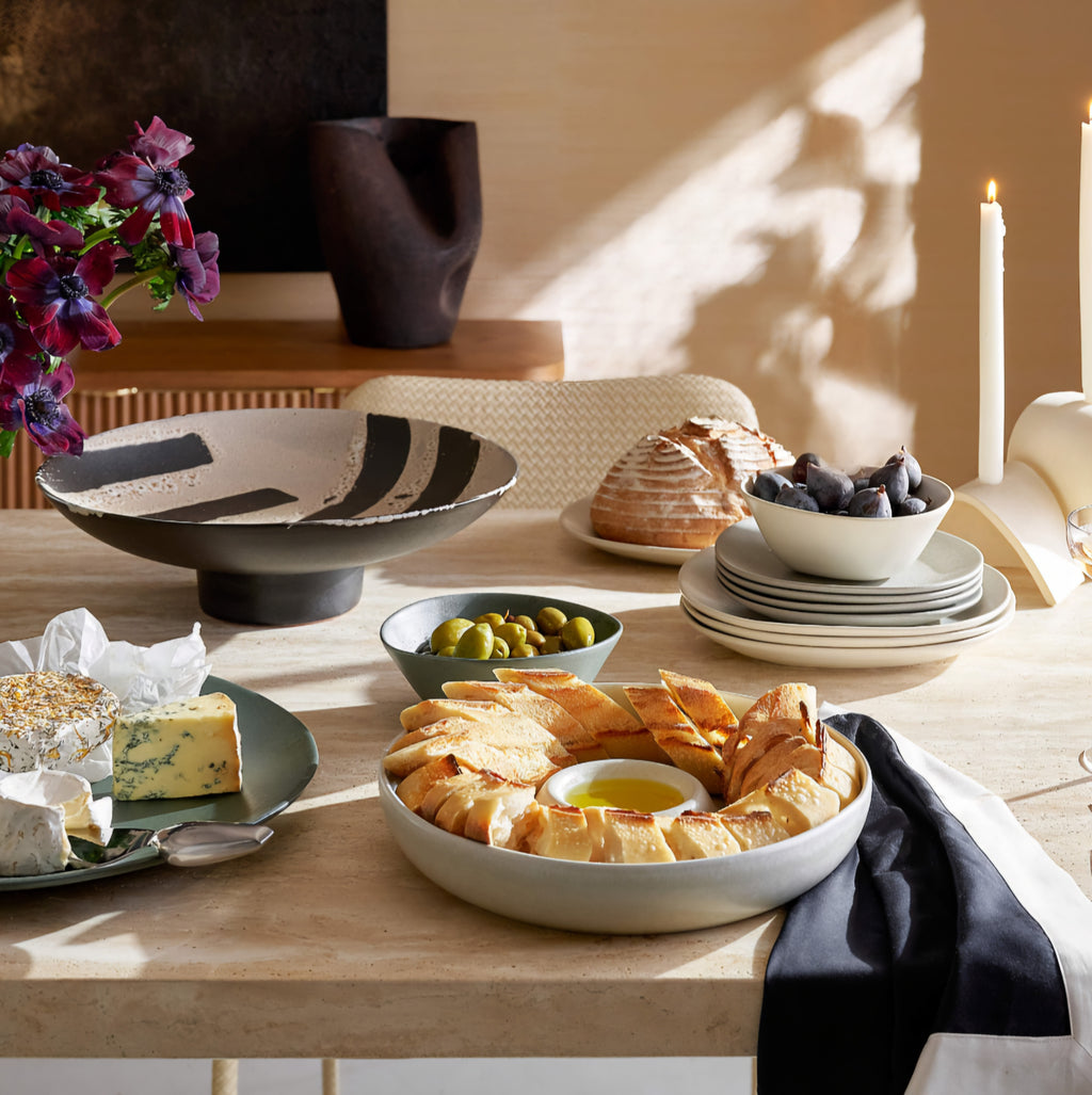 THE ONE × Adler — Black Ceramic Pedestal Serving Bowl