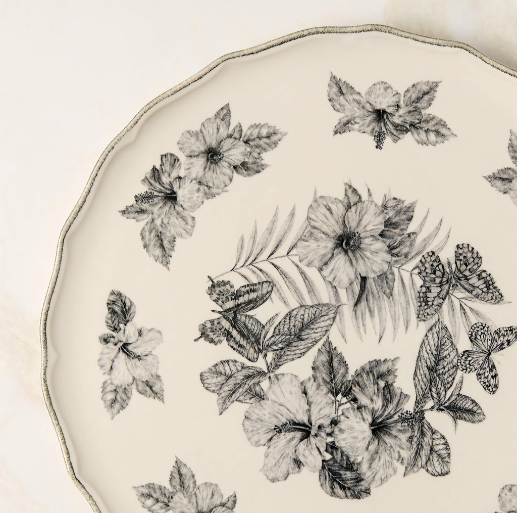 THE ONE × Everly — Round White and Black Patterned Serving Platter