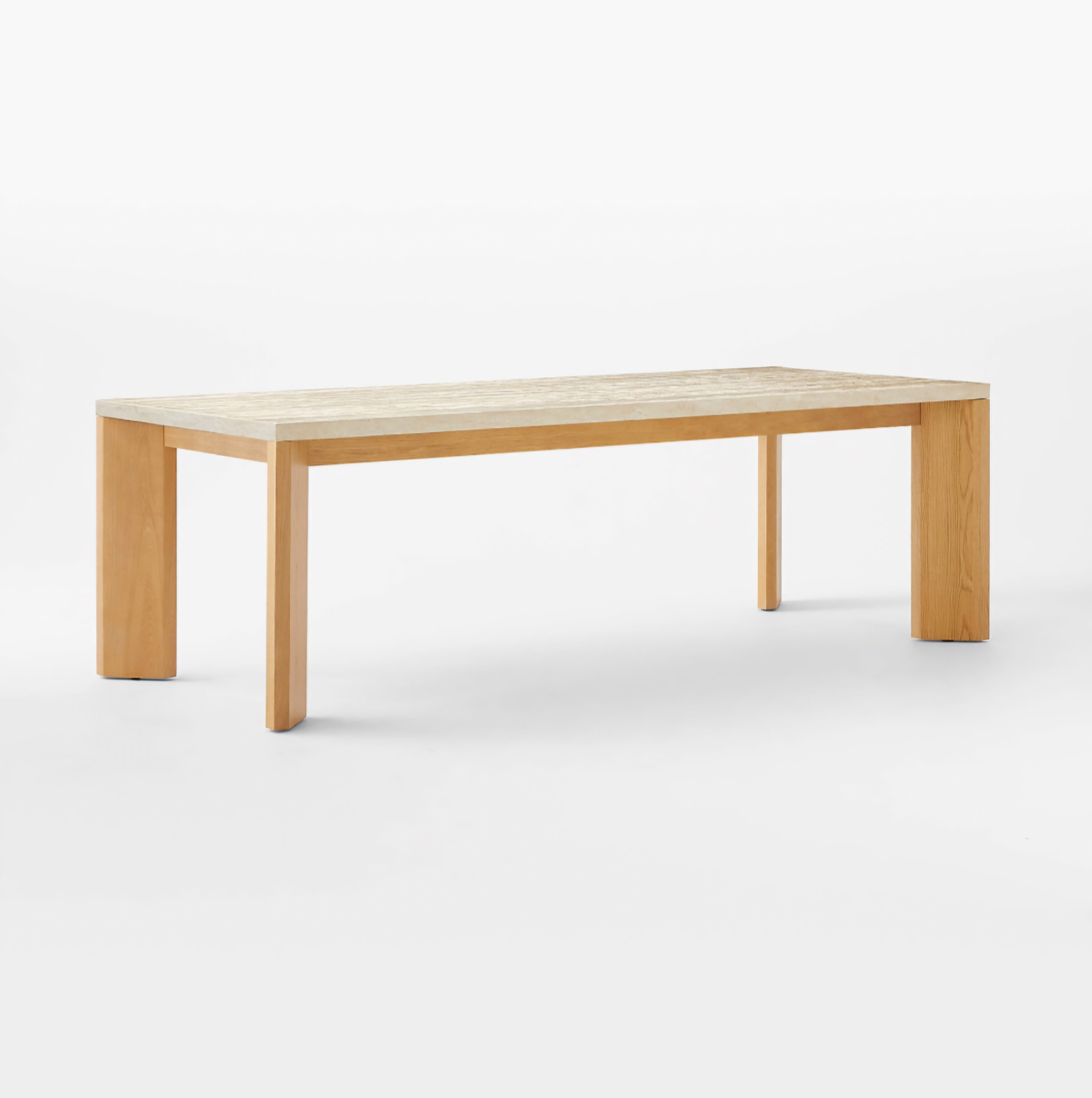 THE ONE × Sydney — Rectangular Travertine Dining Table with White Oak Legs
