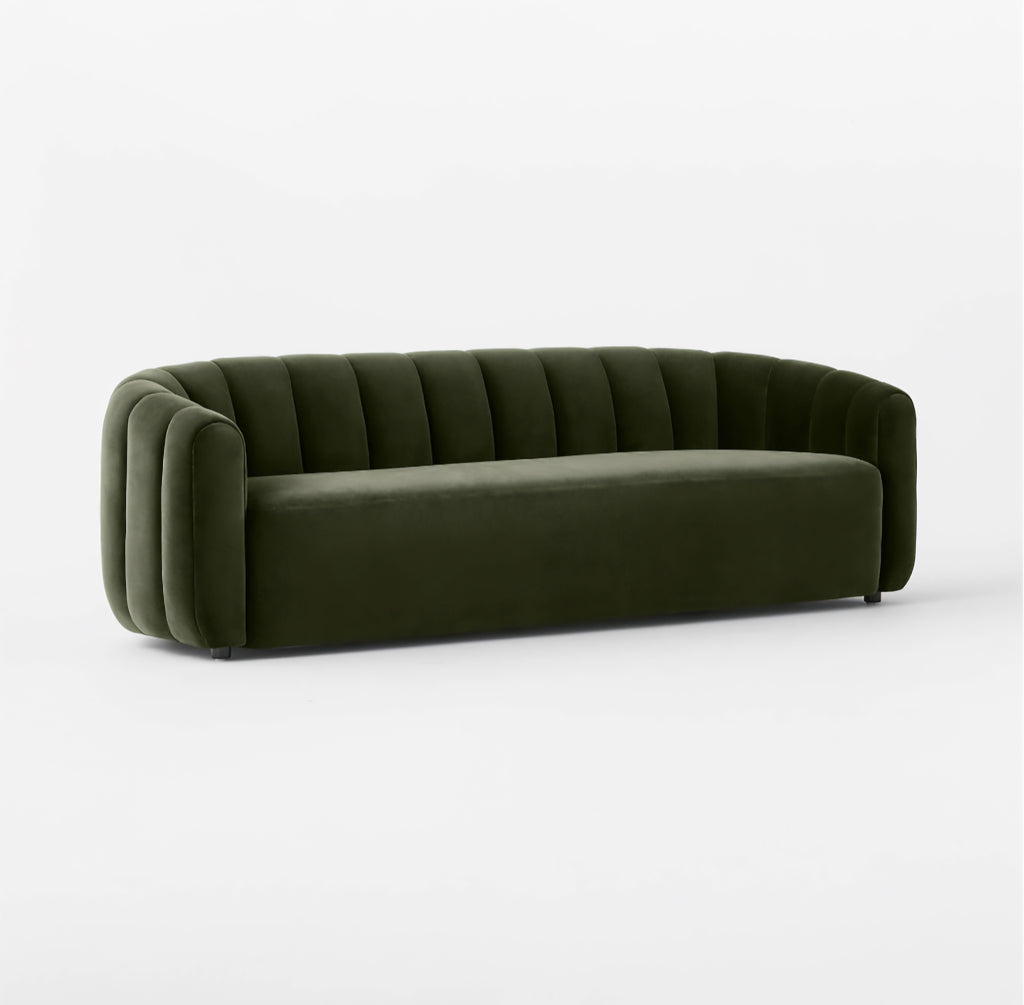 THE ONE × Fitz — Channeled White Boucle Loveseat