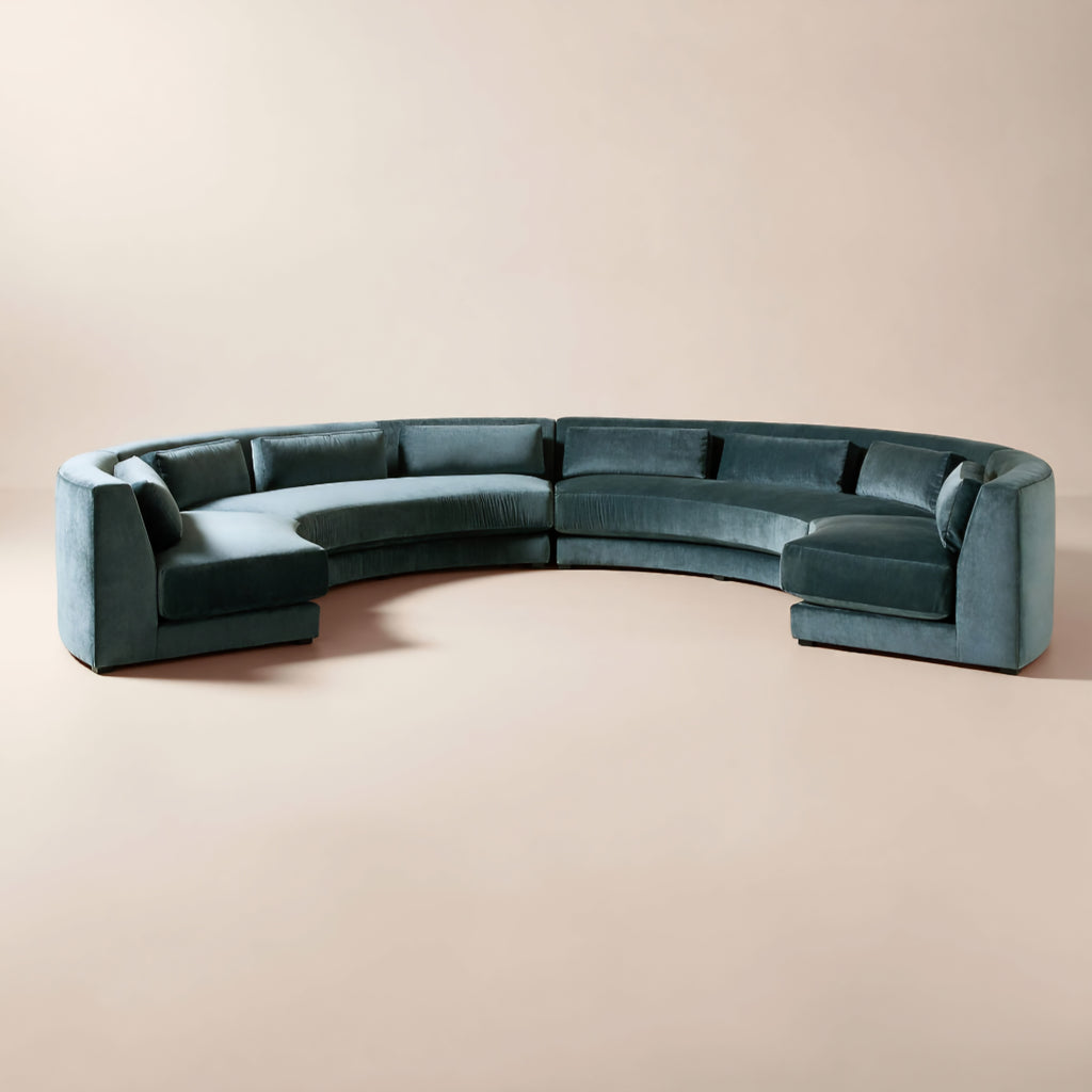 THE ONE × Sonora — Curved Sapphire Velvet 4-Piece Sectional Sofa