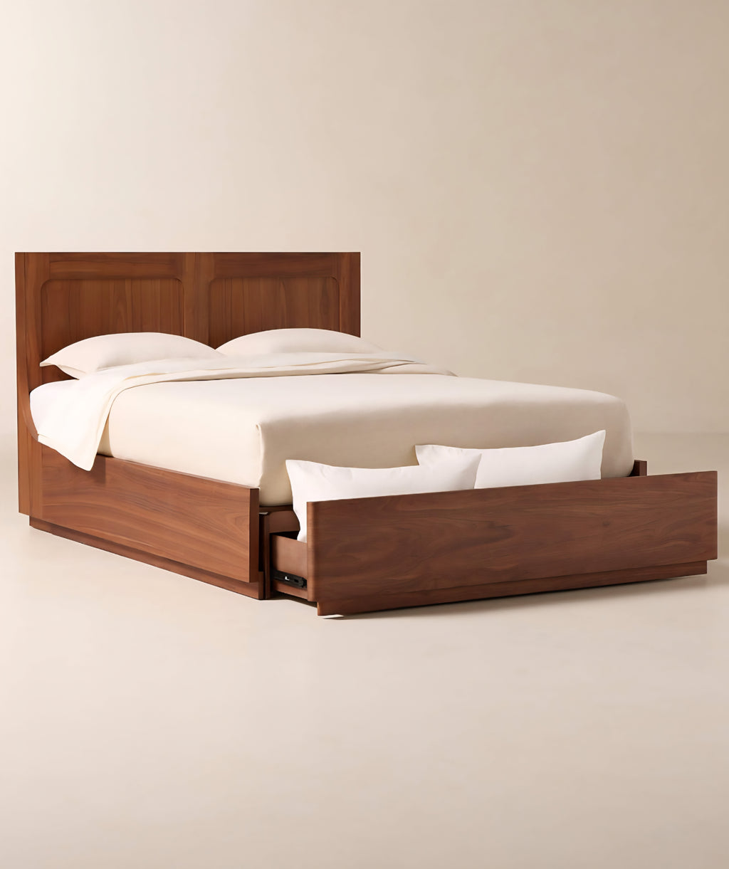 THE ONE × Montero — Walnut Wood King Storage Bed