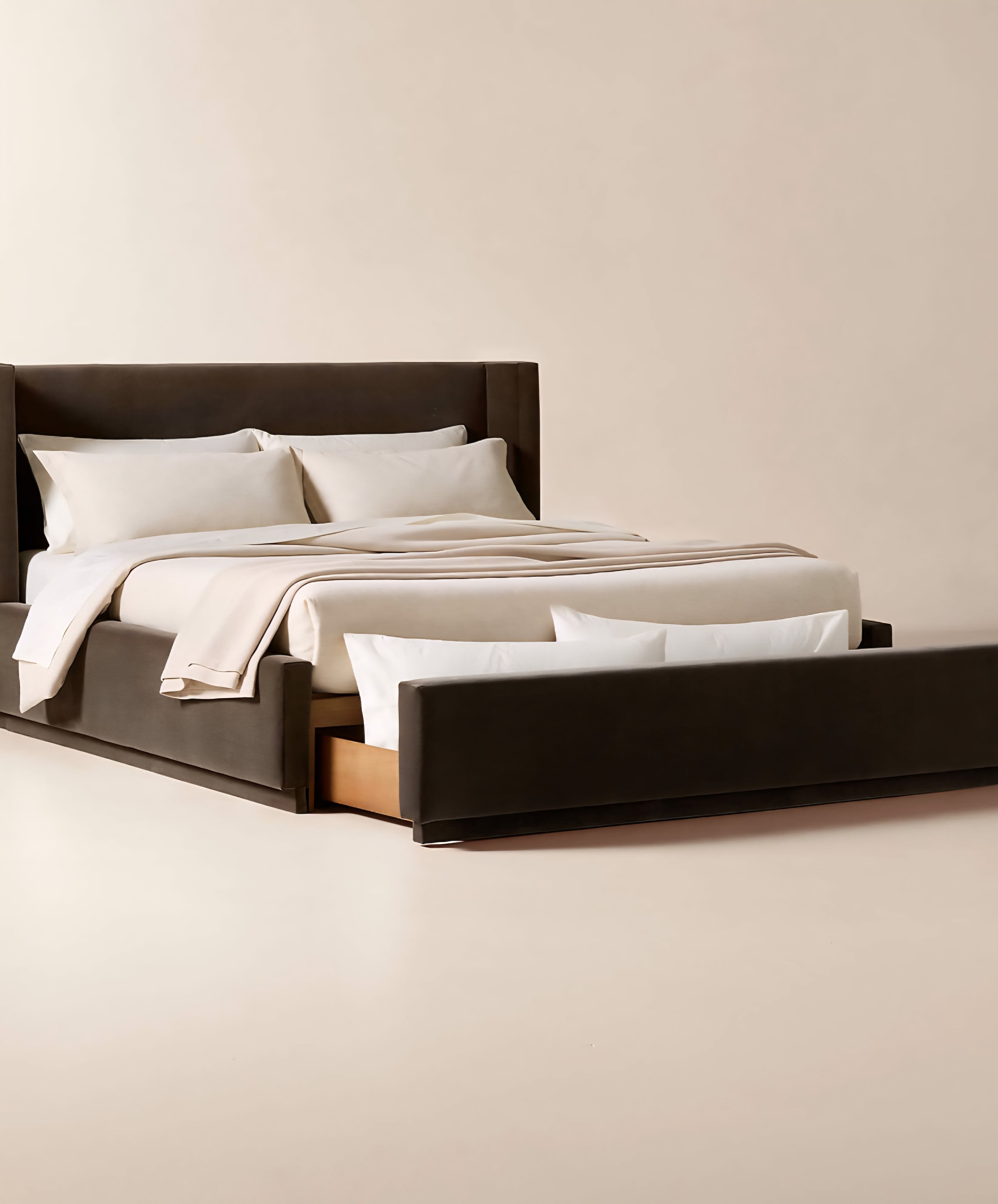 THE ONE × Russell — Velvet Upholstered Queen Storage Bed