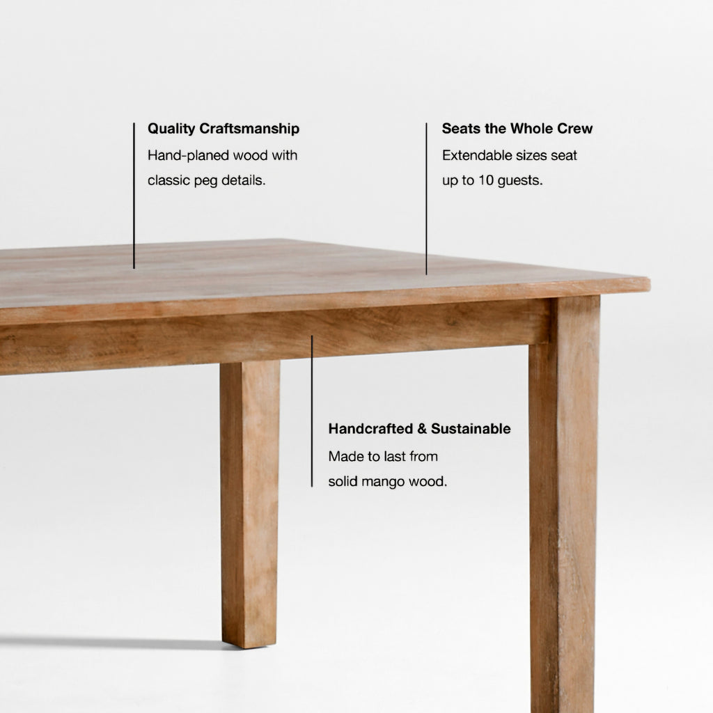 THE ONE × Basque — Table à manger en bois massif brun clair vieilli