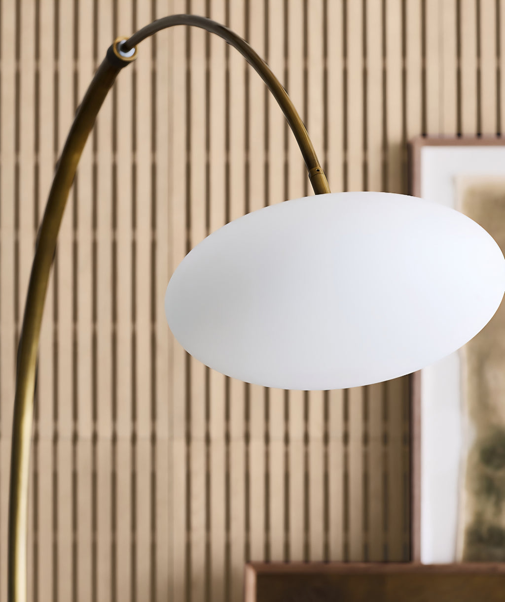 THE ONE × Moon — Brass Arc Floor Lamp with Glass Shade