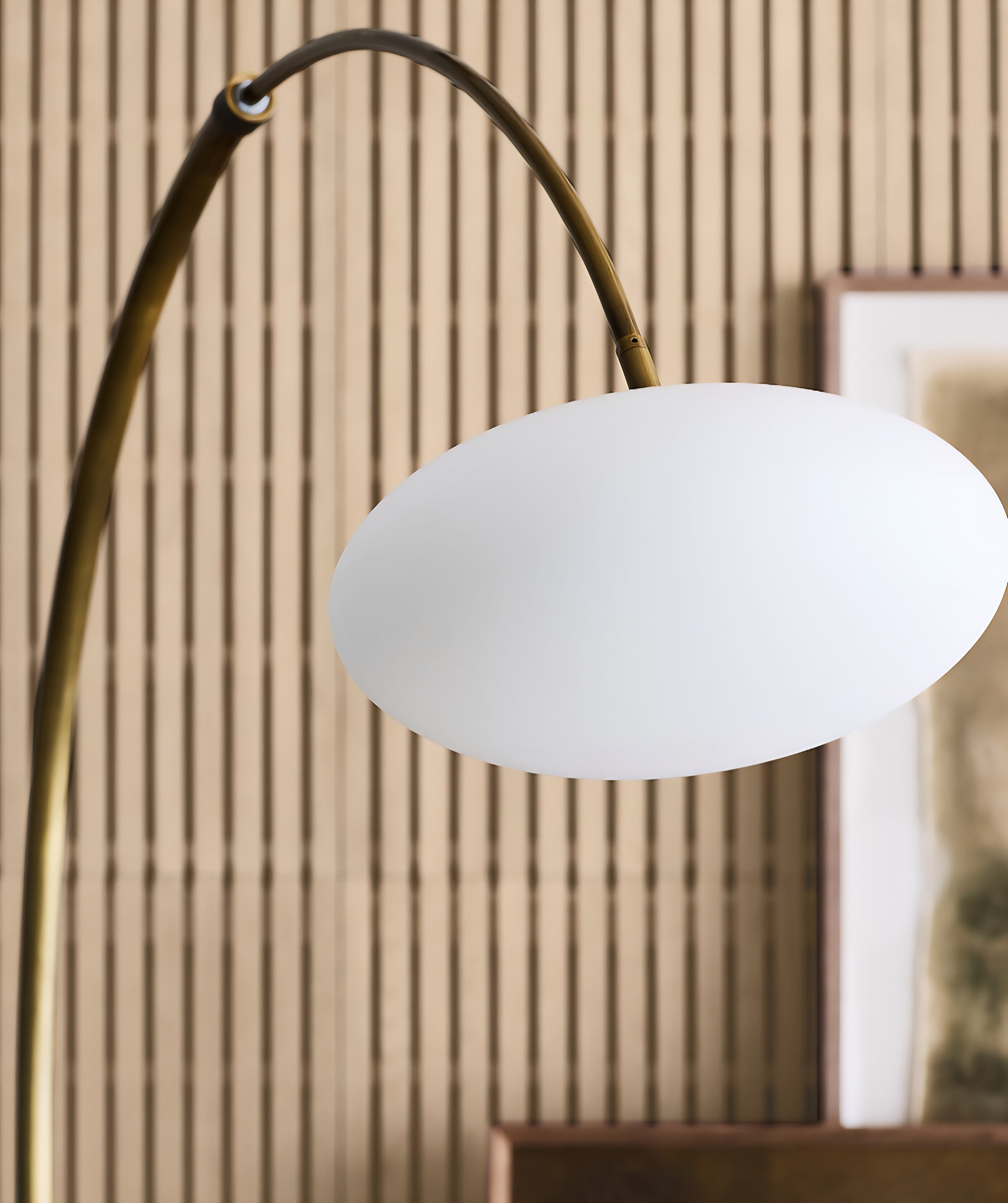 THE ONE × Moon — Brass Arc Floor Lamp with Glass Shade