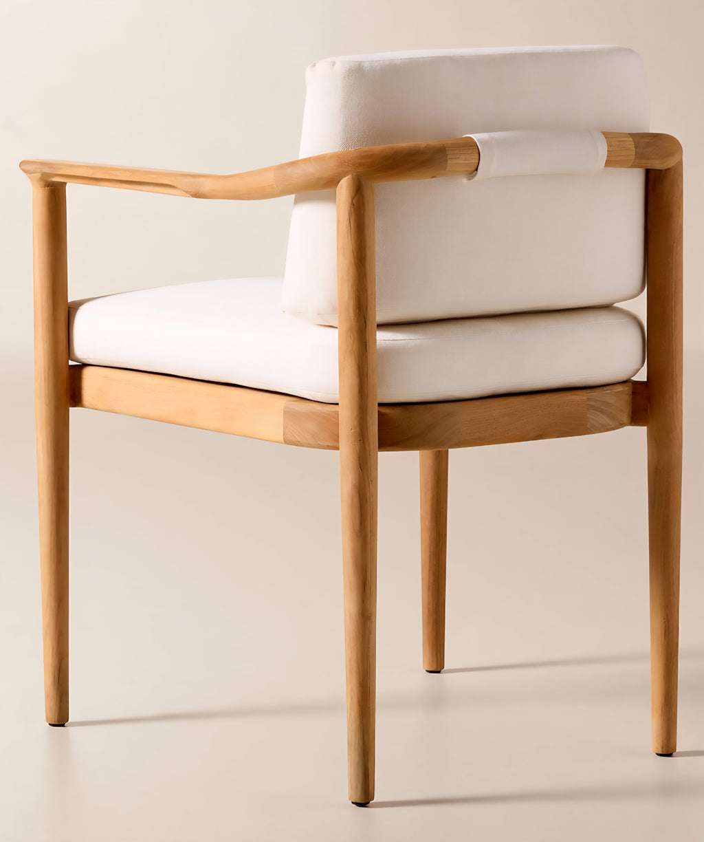 THE ONE × Tide — Teak Outdoor Dining Armchair with Ivory Sunbrella® Cushion
