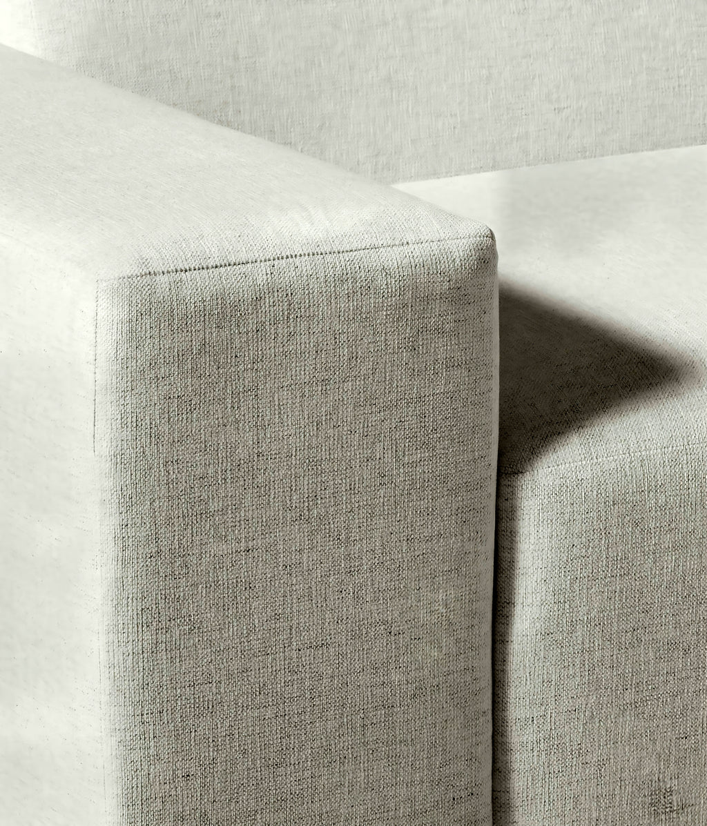 THE ONE × Faible — 4-Piece L-Shaped White Performance Linen Standard Depth Sectional Sofa with Left Arm