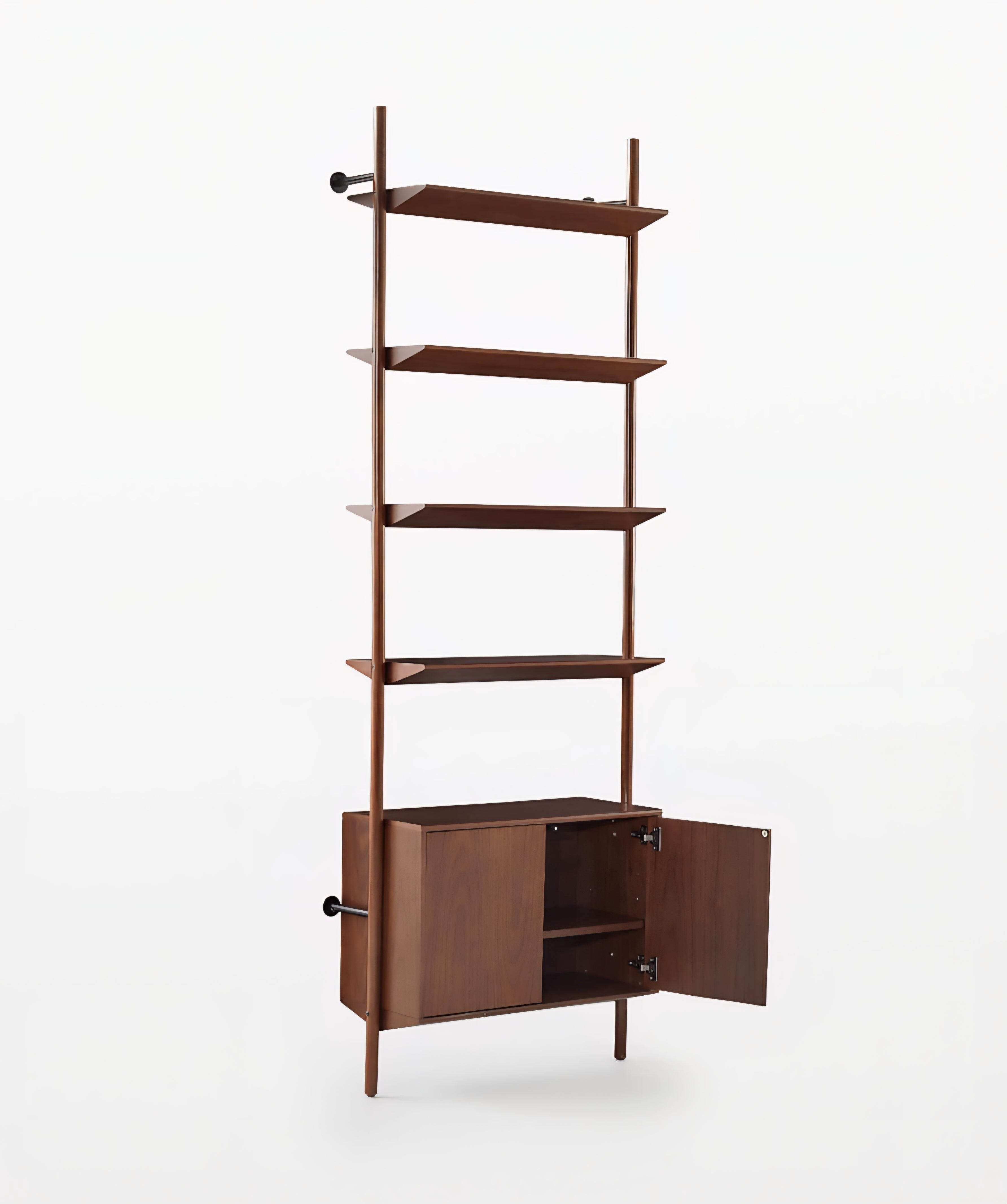 THE ONE × Nabla — Black Walnut Wall‑Mount Bookcase with Cabinet