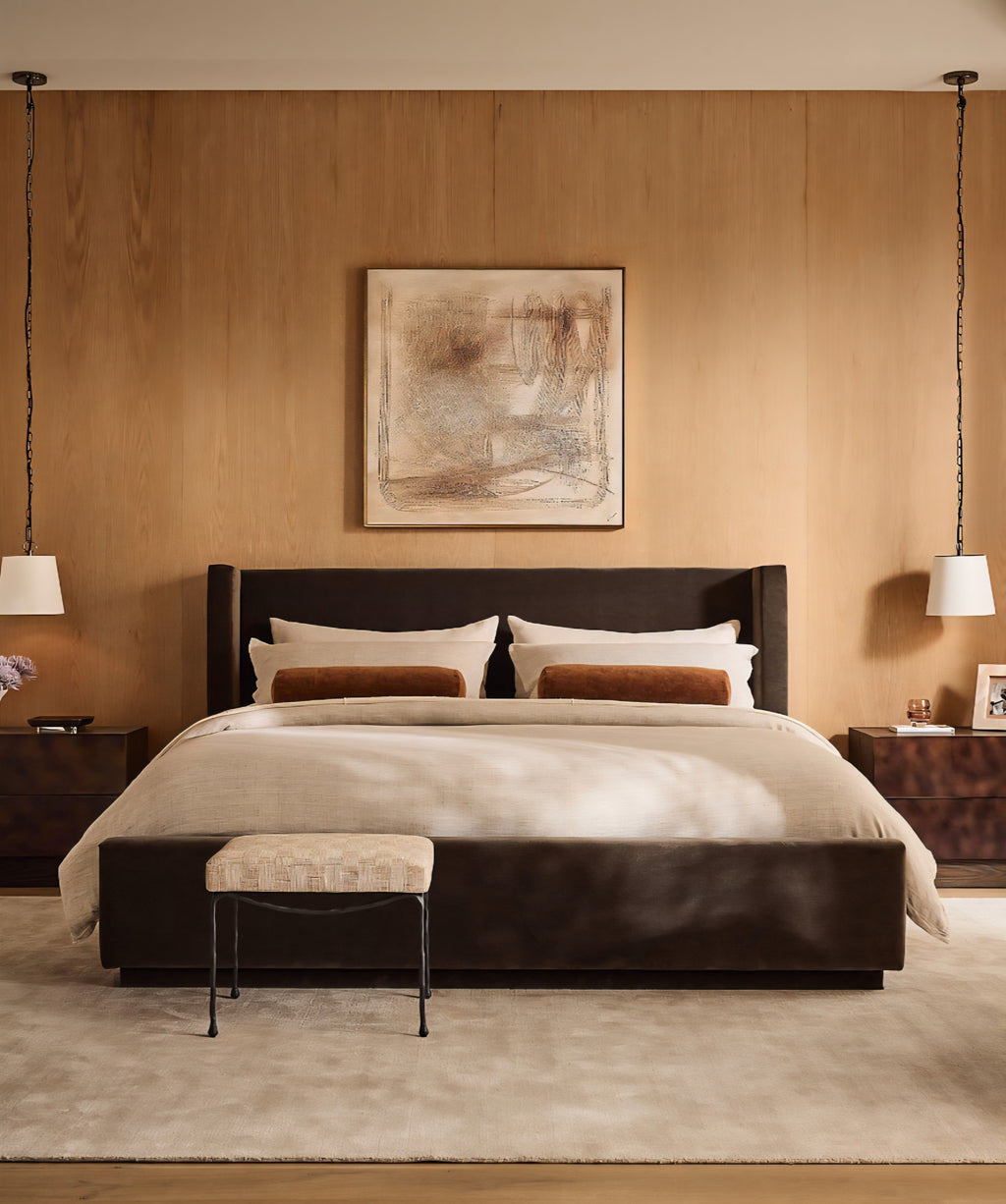 THE ONE × Russell — Velvet Upholstered Queen Storage Bed