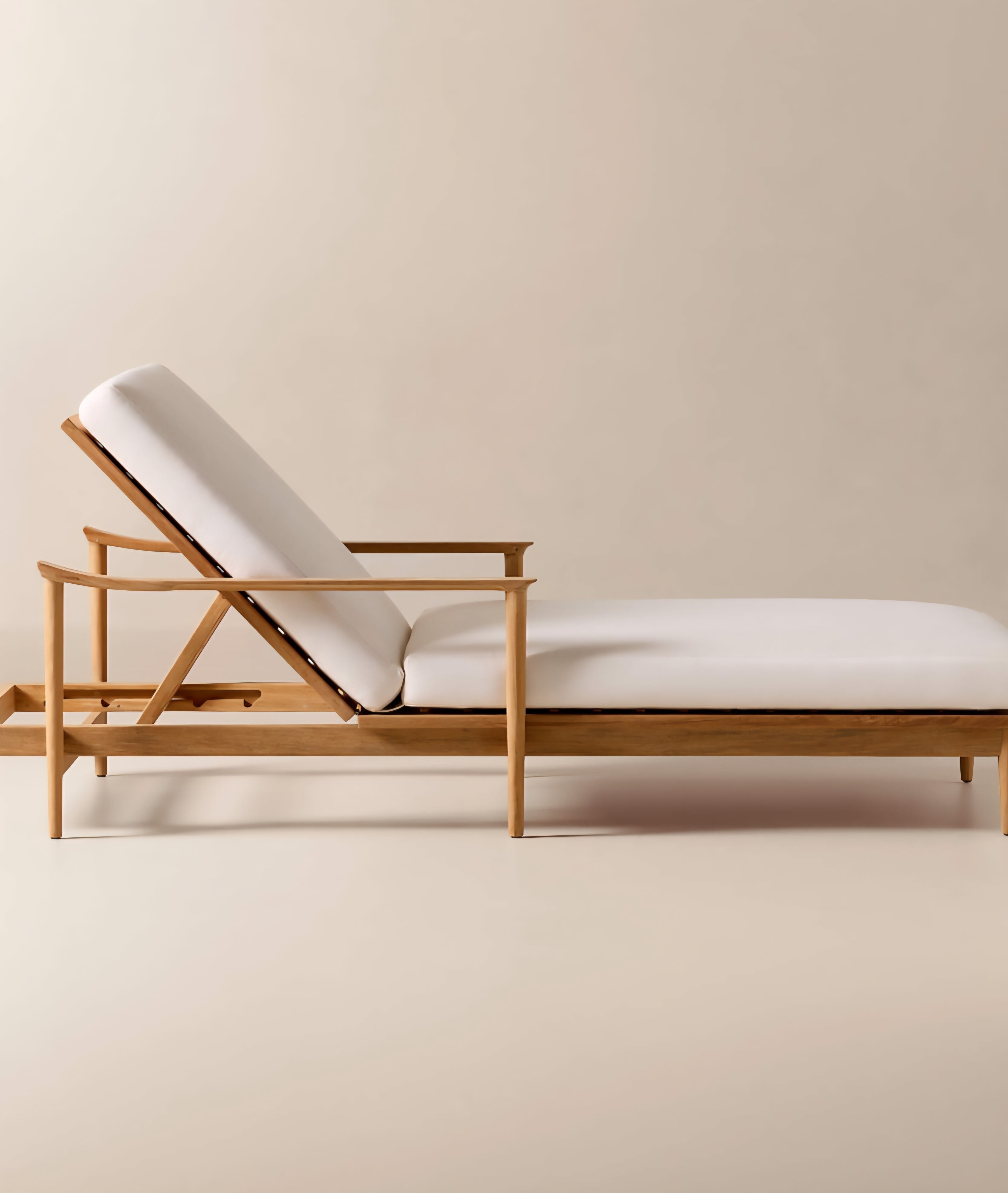 THE ONE × Tide — Teak Outdoor Sun Lounger with Ivory Sunbrella® Cushions