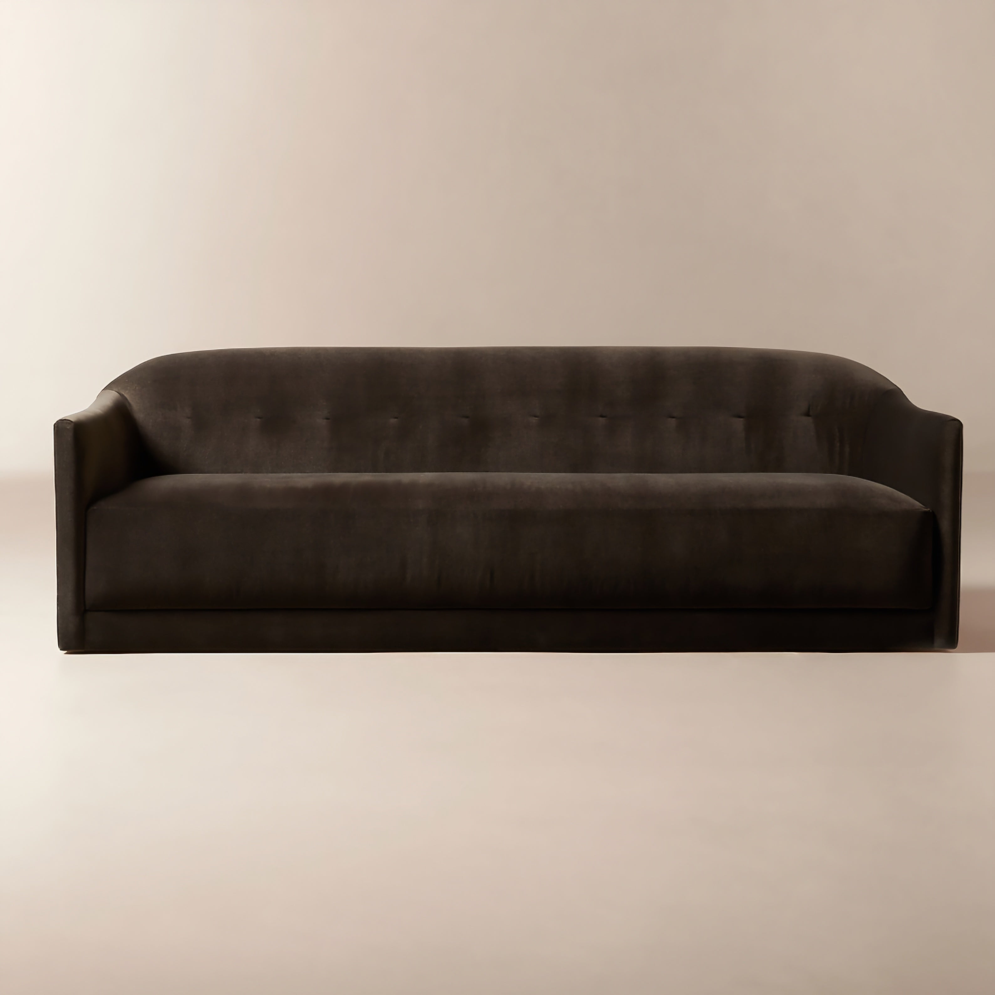 THE ONE × Lincoln — Curved Brown Performance Velvet Sofa