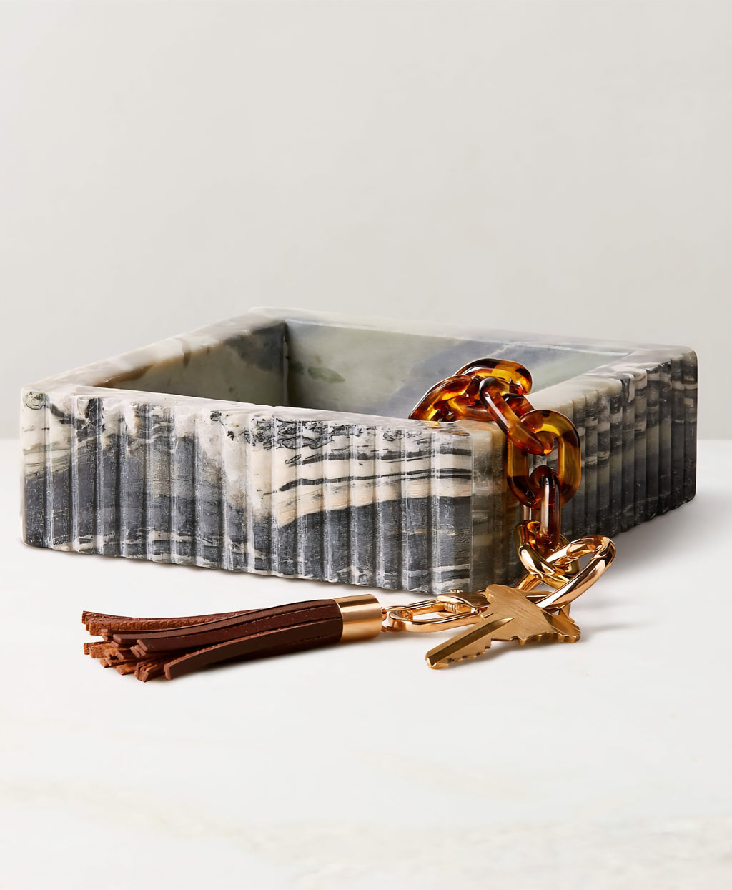 THE ONE × Luke — Jade Marble Ribbed Catchall Dish