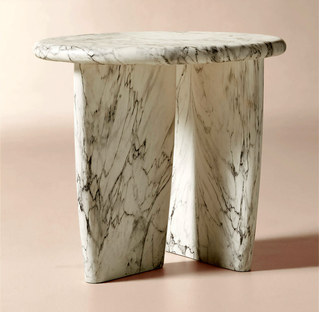 THE ONE × Anoki — Grey Marbled Resin Side Table