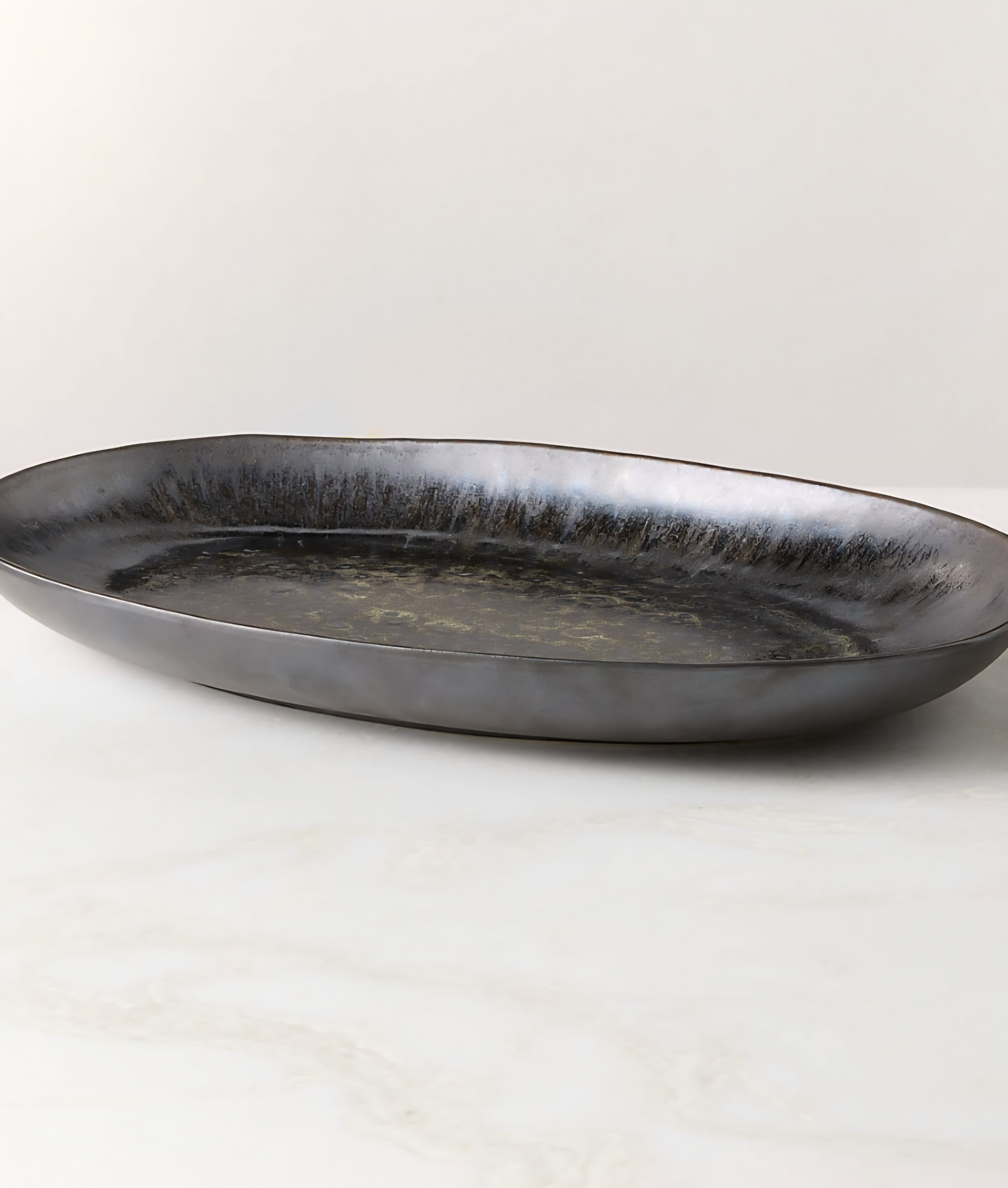 THE ONE × Drift — Oval Black Serving Platter with Reactive Glaze