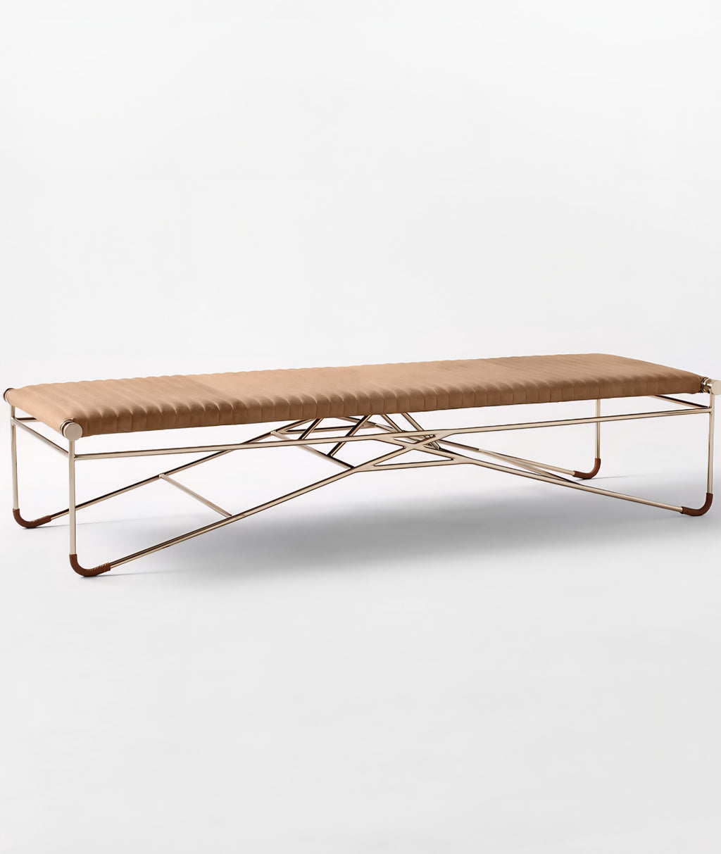 THE ONE × La Strizza — Saddle Leather Bench with Bolster Pillows