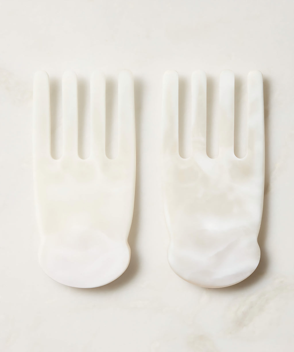 THE ONE × Radley — White Swirl Resin Salad Servers Set of 2