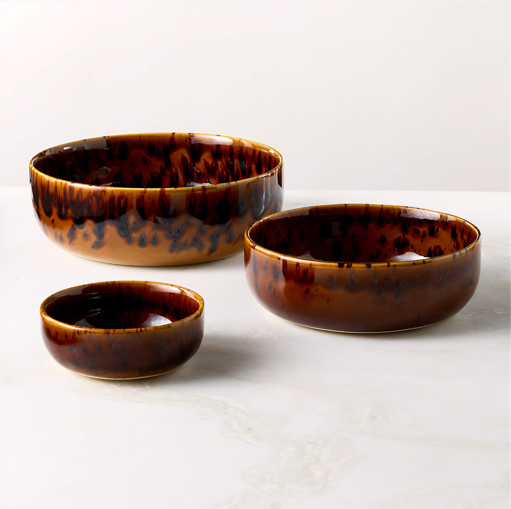 THE ONE × Tara — 3‑Piece Tortoise Serving Bowls