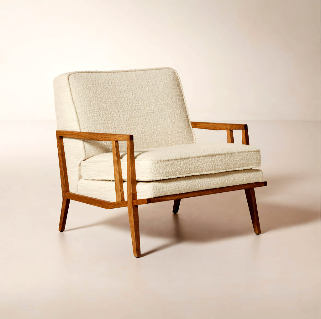 THE ONE × Director — White Boucle Accent Chair