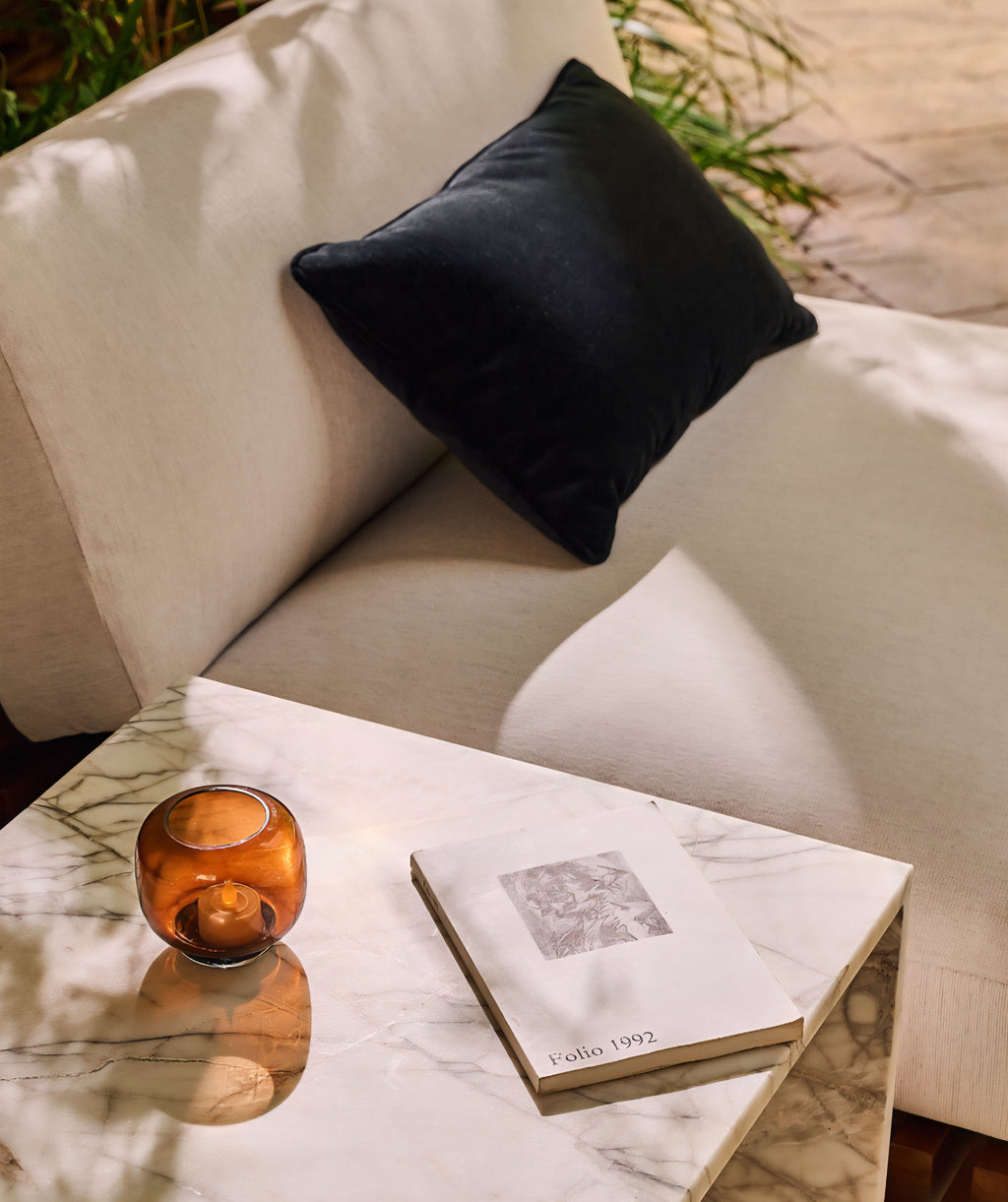 THE ONE × Taiko — Stained Teak Outdoor Lounge Chair with Sunbrella® Cushions