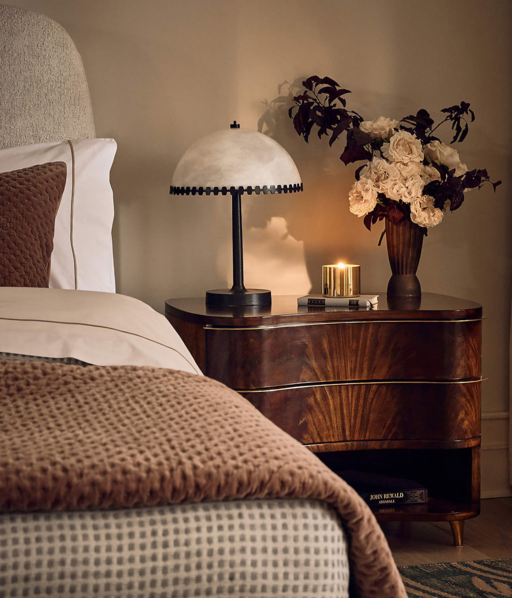 THE ONE × Oceana — Black Metal Table Lamp with Alabaster Shade