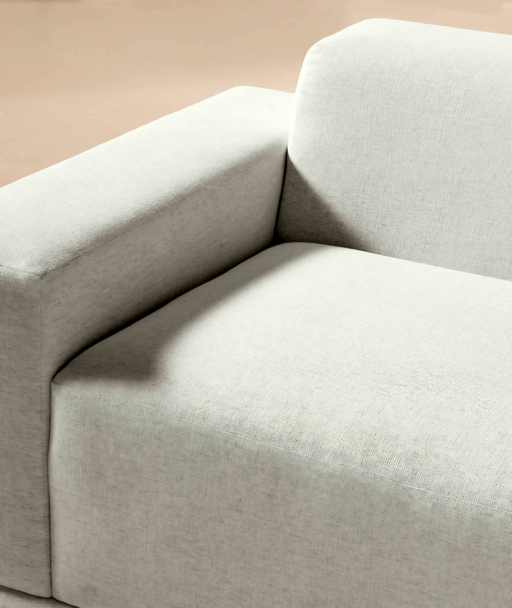 THE ONE × Faible — 4-Piece L-Shaped White Performance Linen Standard Depth Sectional Sofa with Left Arm