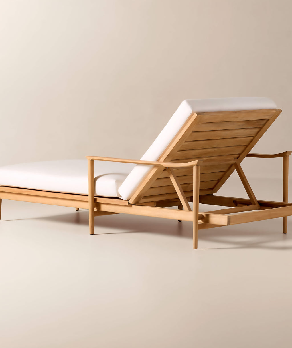 THE ONE × Tide — Teak Outdoor Sun Lounger with Ivory Sunbrella® Cushions
