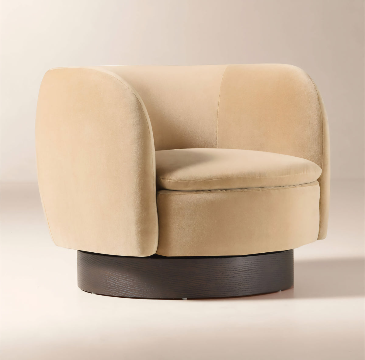 THE ONE × Muir — Taupe Velvet Swivel Chair