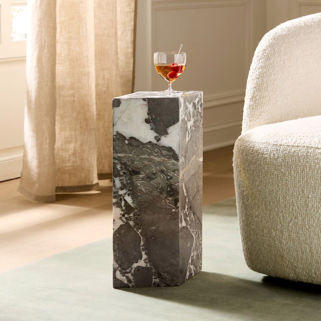 THE ONE × Saul — Grey Marble Drink Table