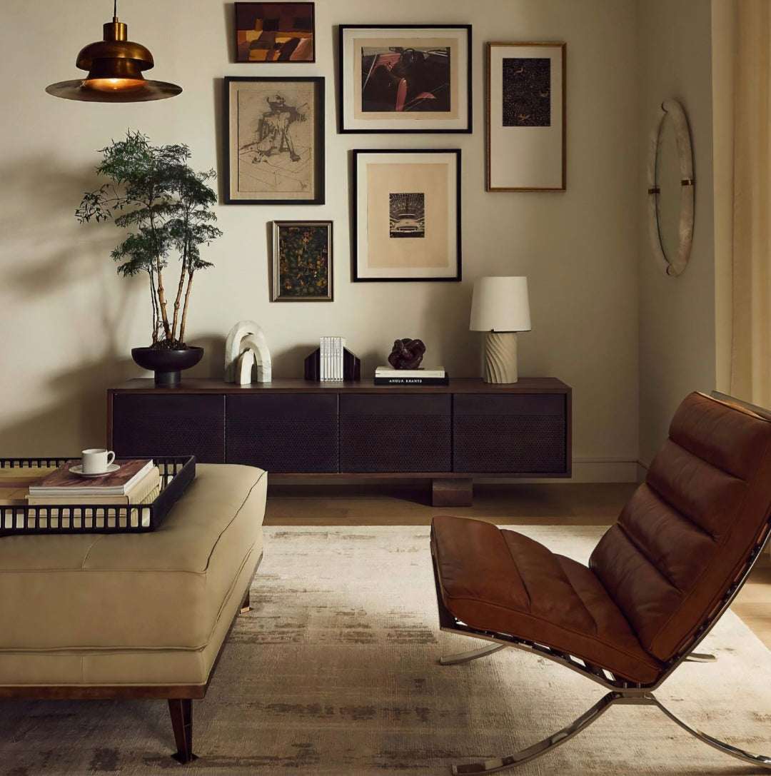 THE ONE × Itero — Burgundy Leather Ottoman
