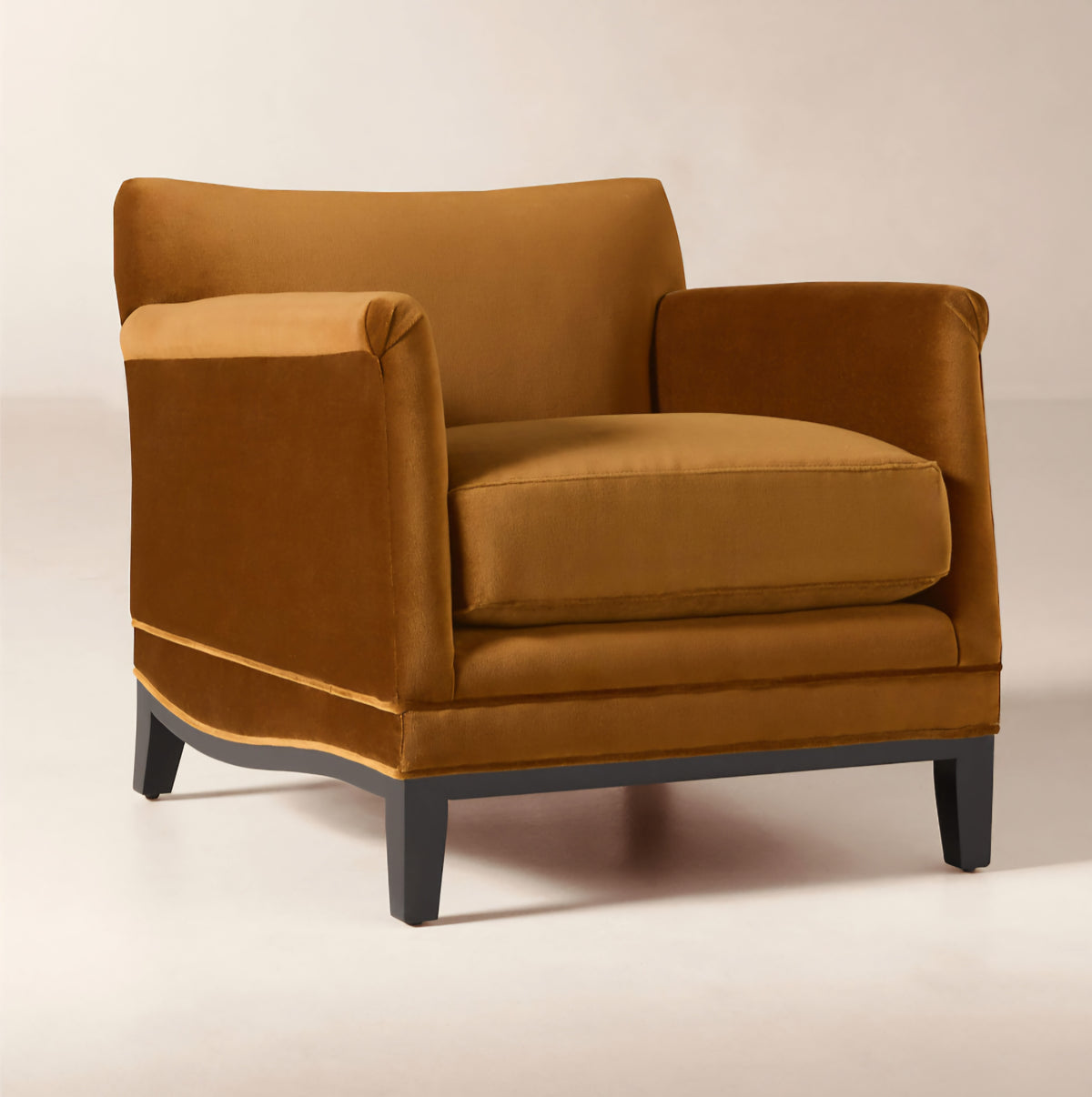 THE ONE × Olson — Cognac Brown Velvet Accent Chair