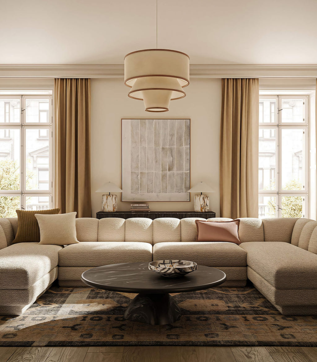 THE ONE × Bruna — Walnut Wood and Linen Pendant Light