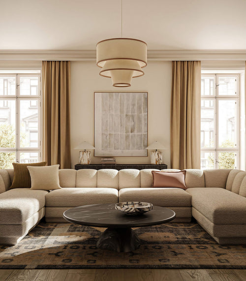 THE ONE × Bruna — Walnut Wood and Linen Pendant Light