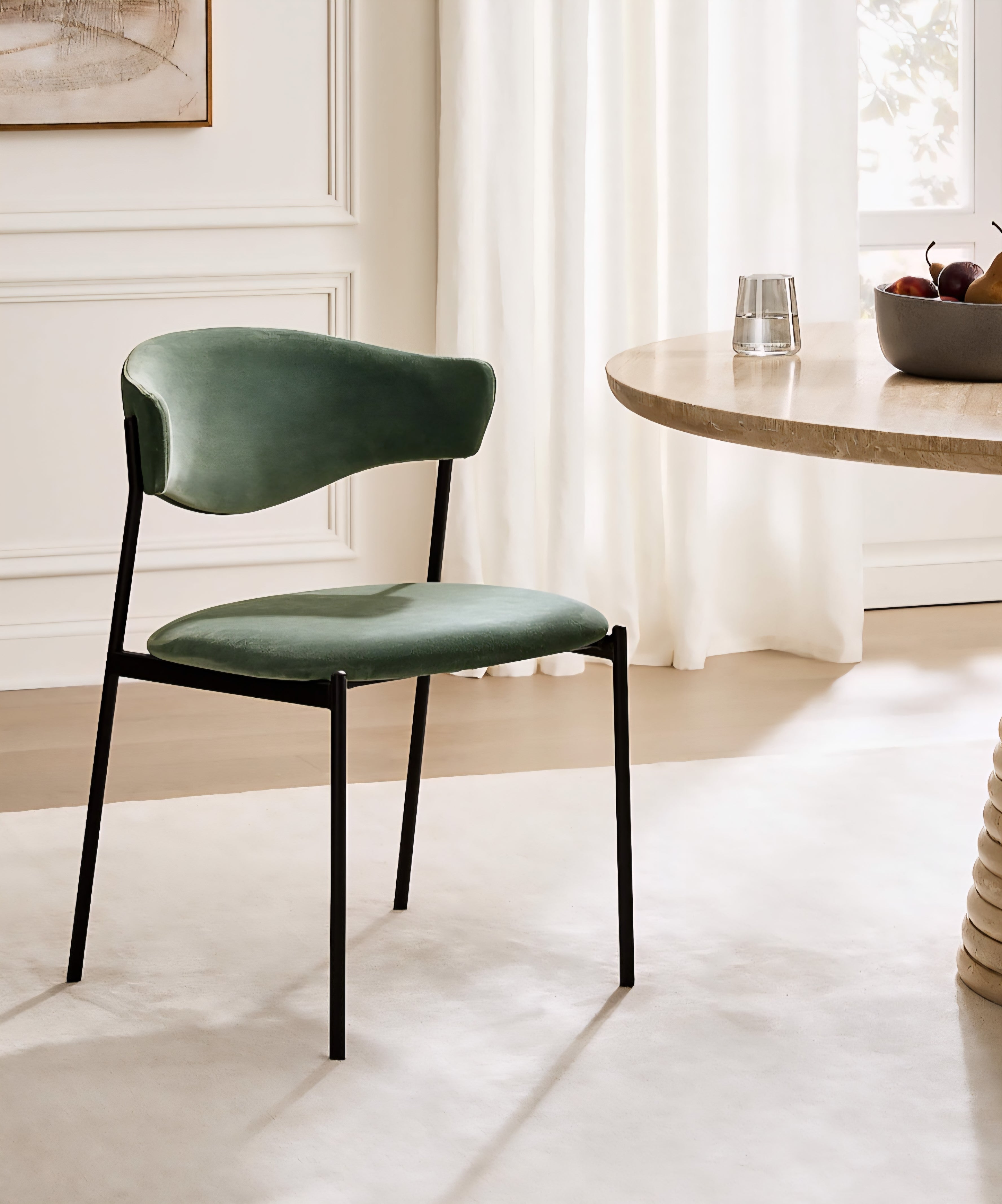 THE ONE × Damato — Mink Velvet Dining Chair