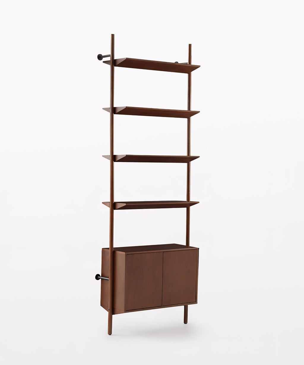 THE ONE × Nabla — Black Walnut Wall‑Mount Bookcase with Cabinet