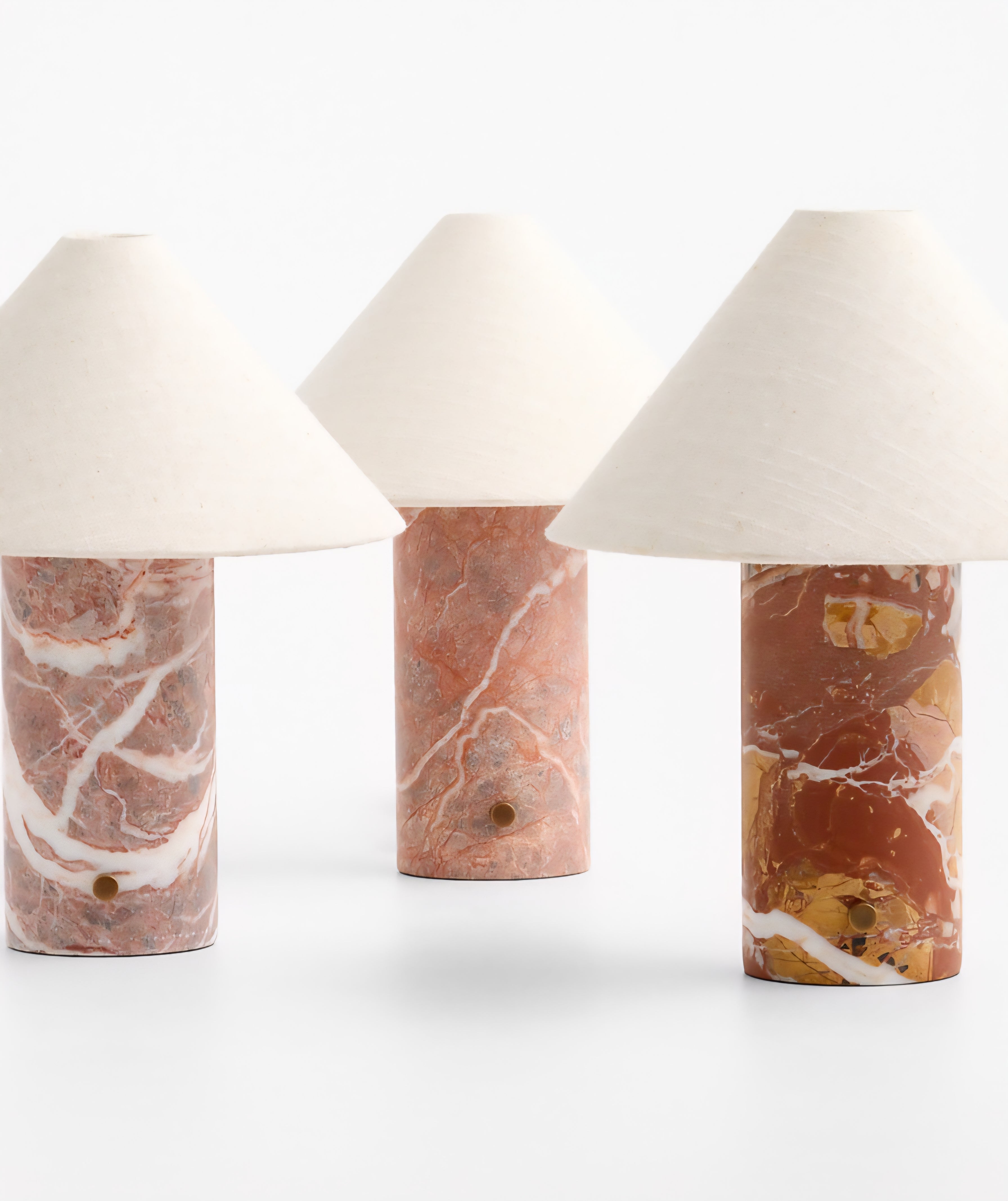 THE ONE × Chez — Red Marble Mini Table Lamp with Fabric Shade (14")