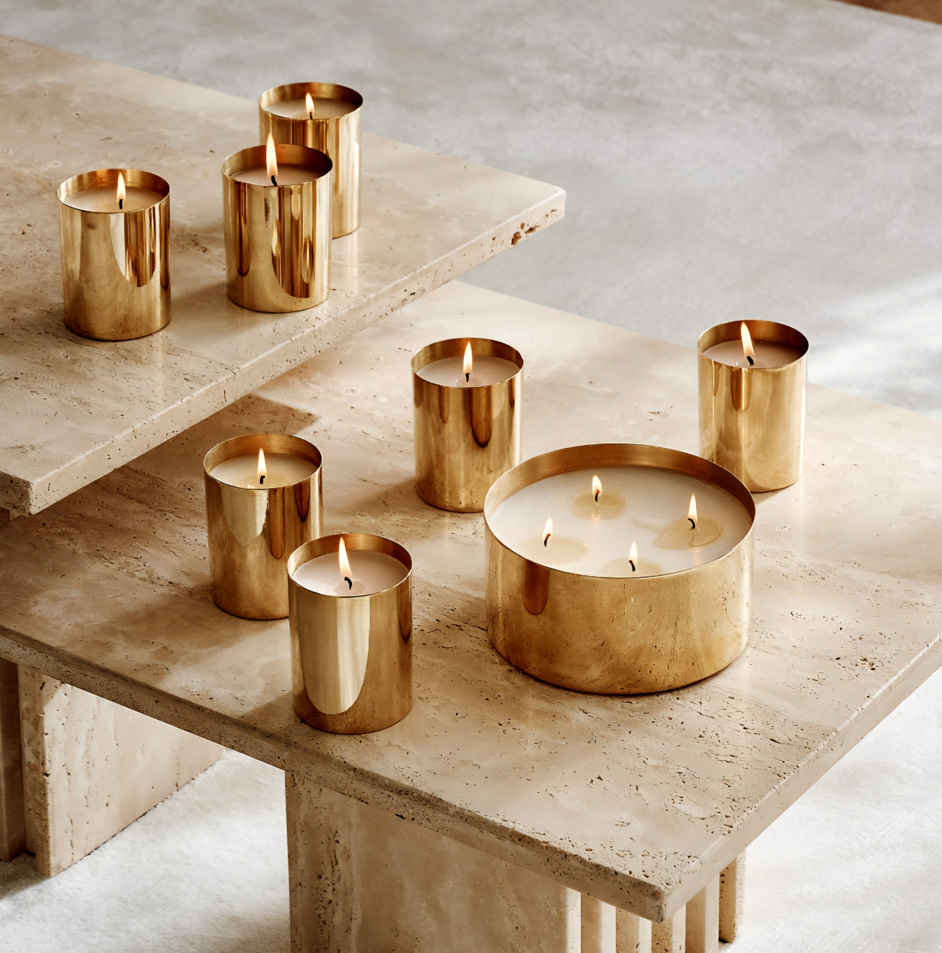 THE ONE × Carve — Travertine Cocktail Table Set