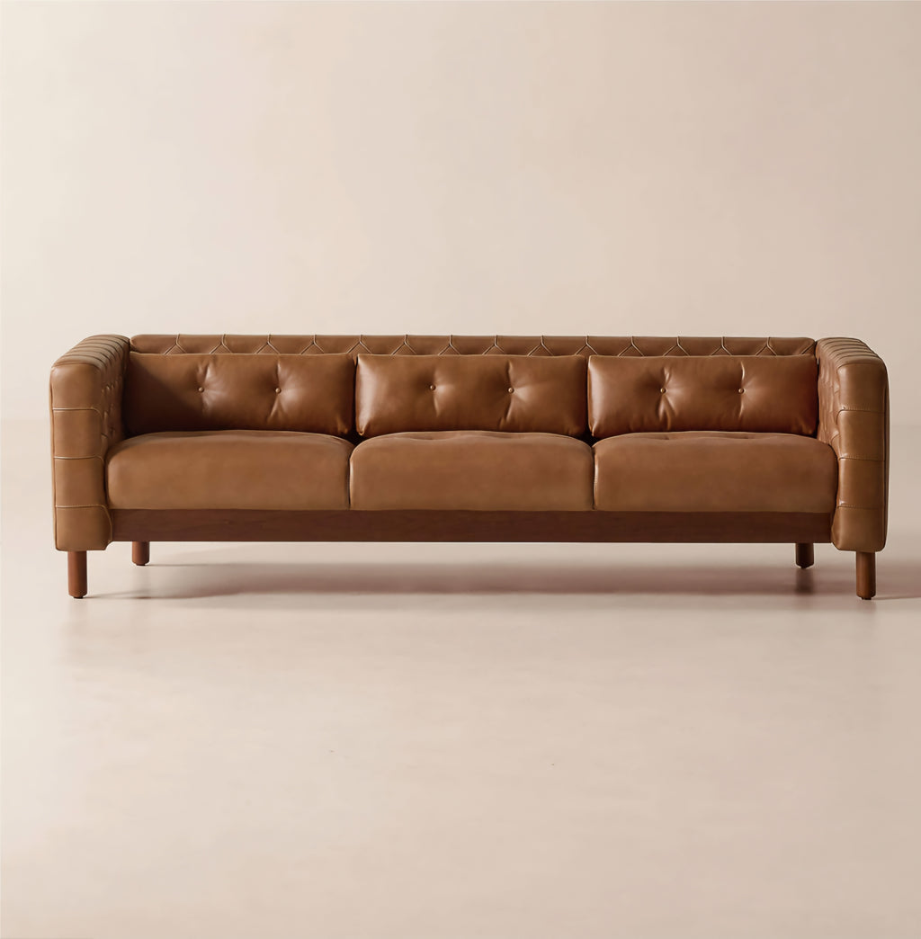 THE ONE × Marconi — Tufted Leather & Velvet Sofa