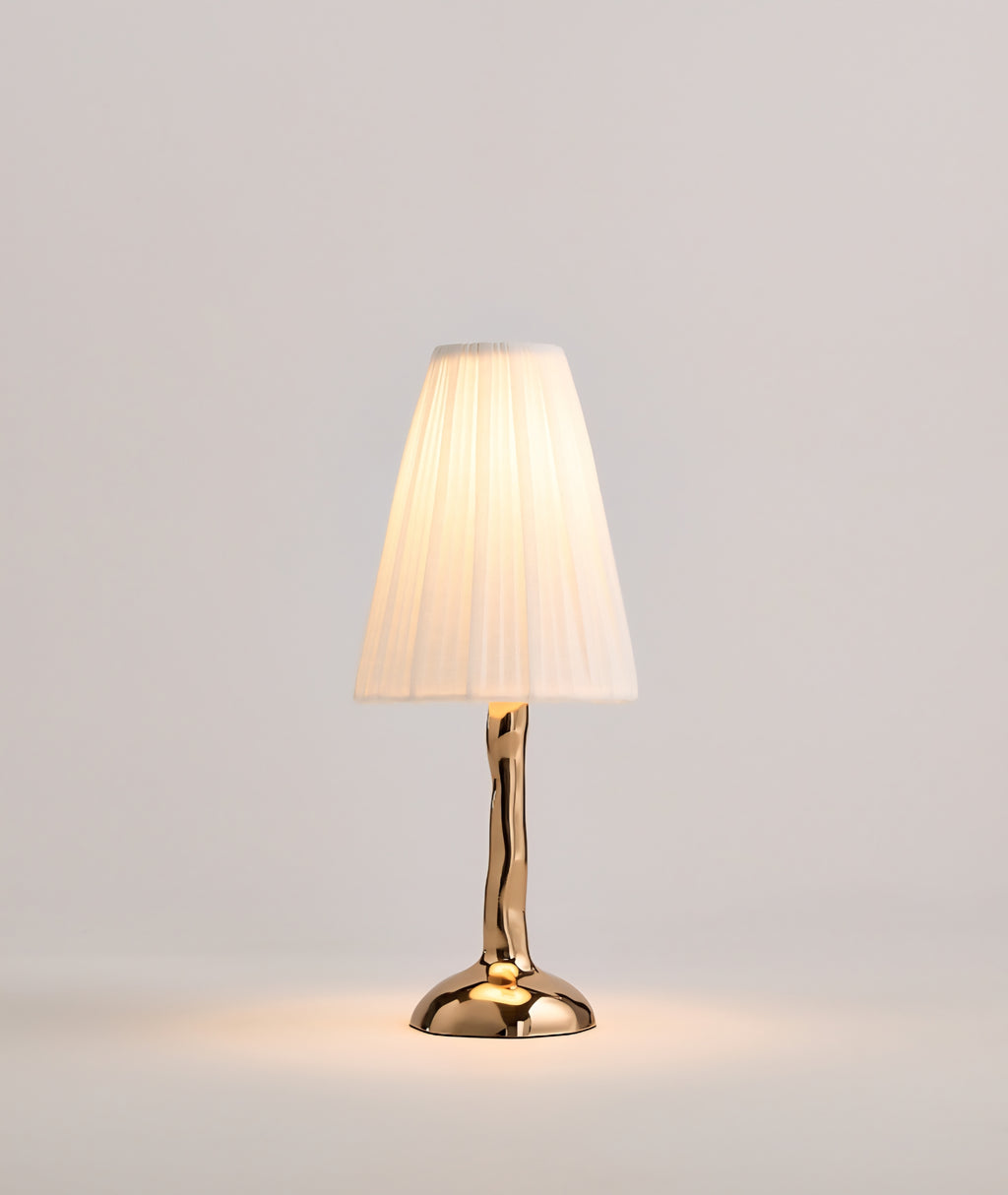 THE ONE × Colette — Hammered Brass Mini Table Lamp with Fabric Shade (13")