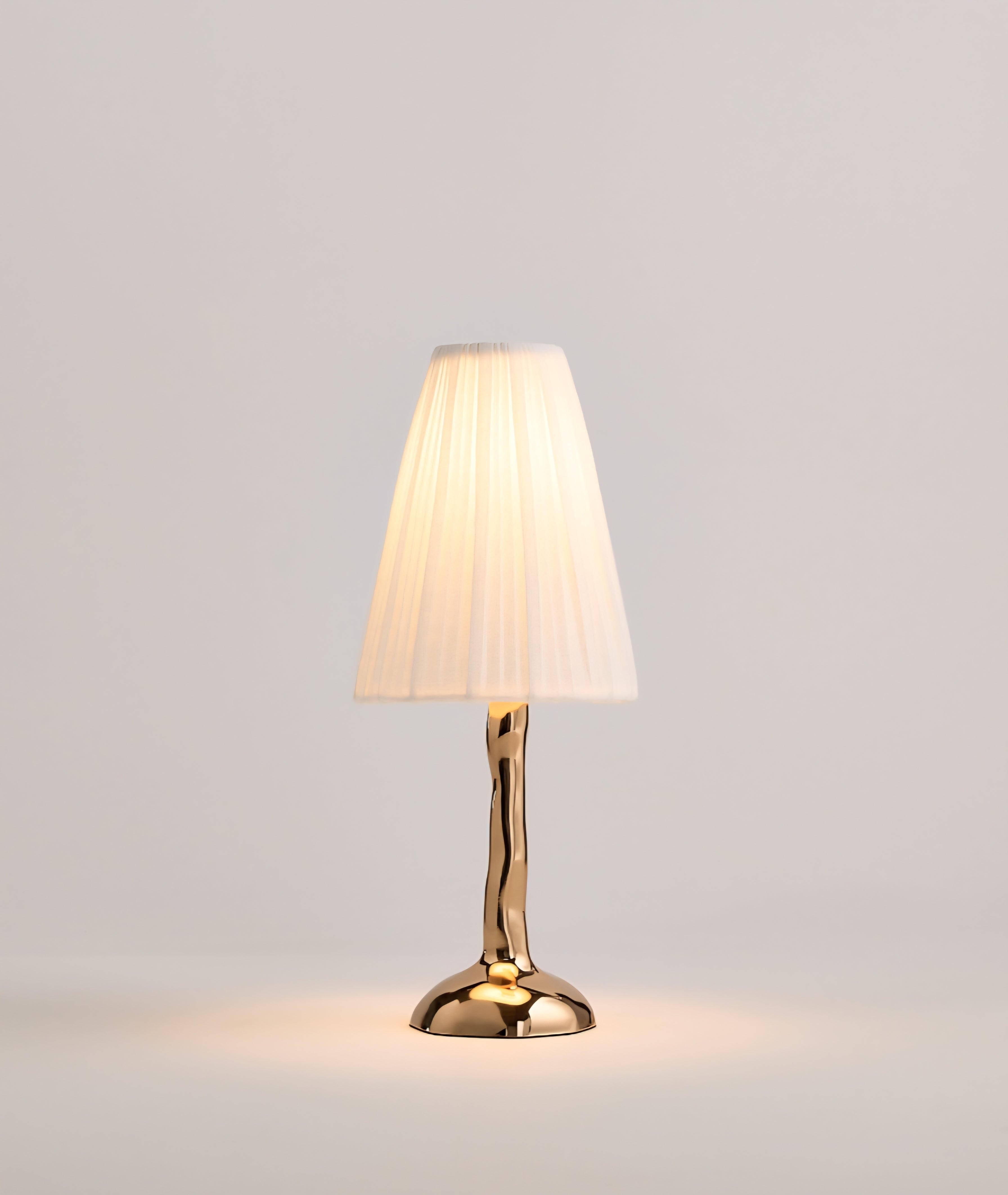 THE ONE × Colette — Hammered Brass Mini Table Lamp with Fabric Shade (13")