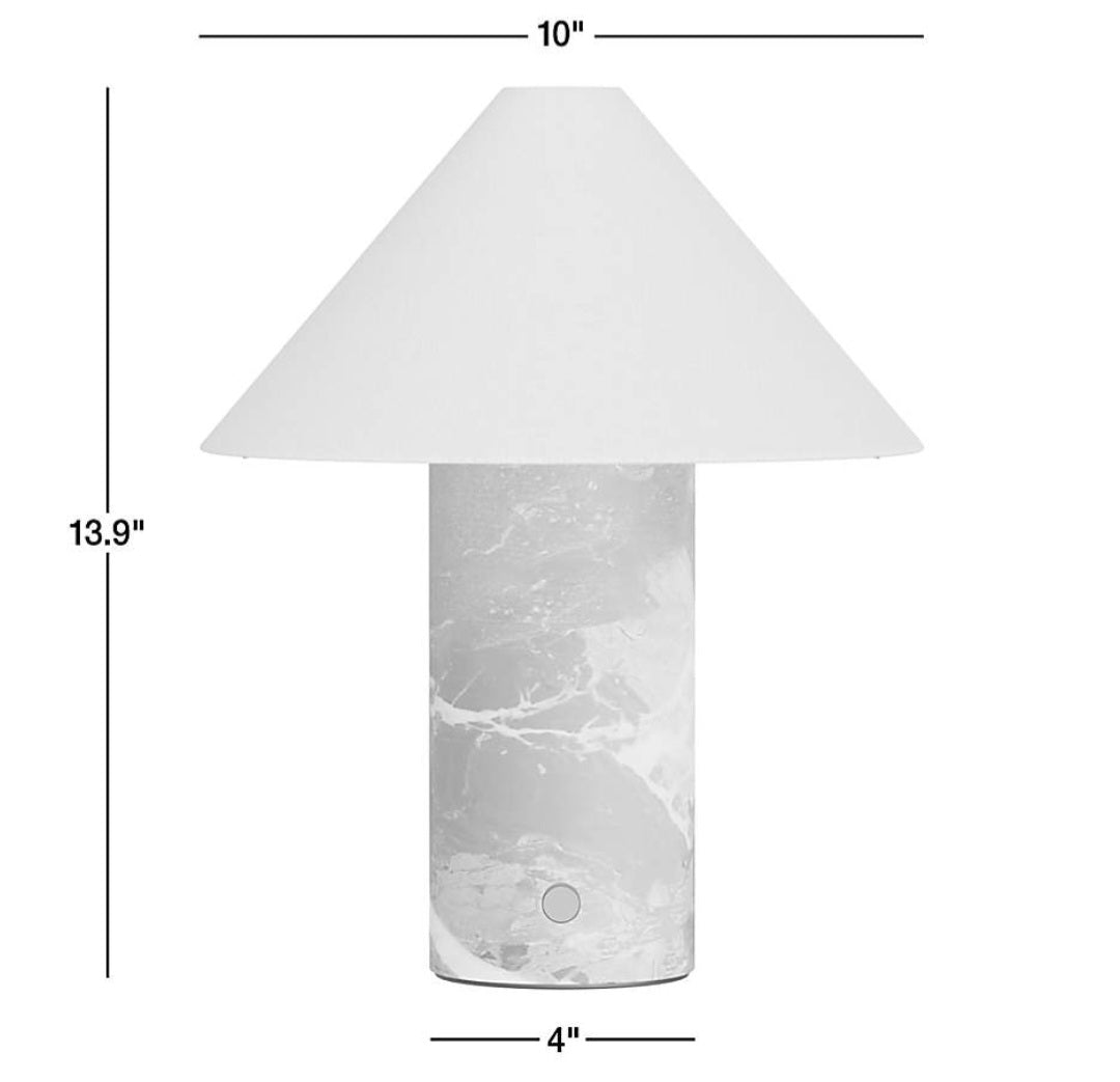 THE ONE × Chez — Red Marble Mini Table Lamp with Fabric Shade (14")