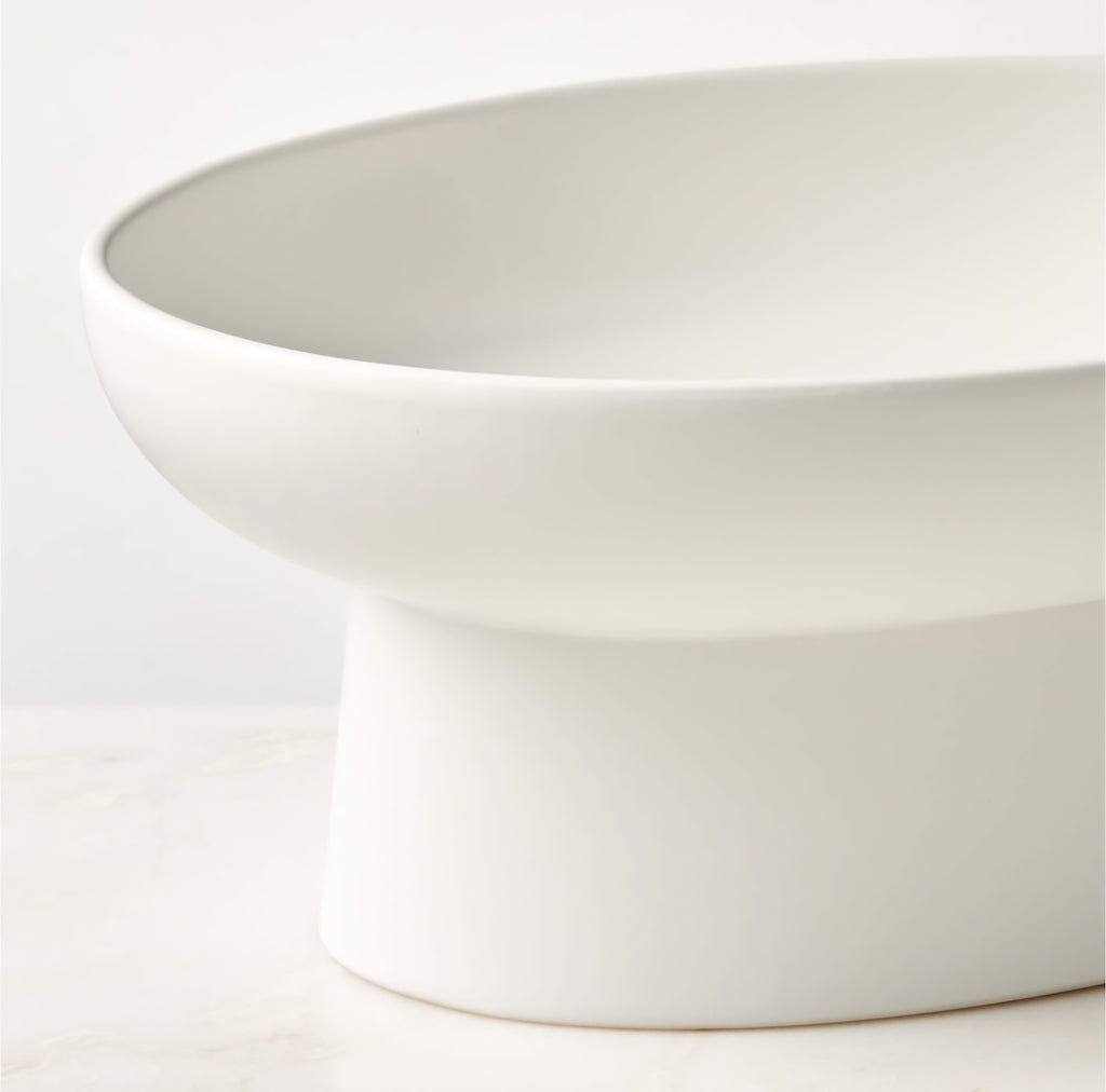 THE ONE × Mori — Matte White Pedestal Serving Bowl