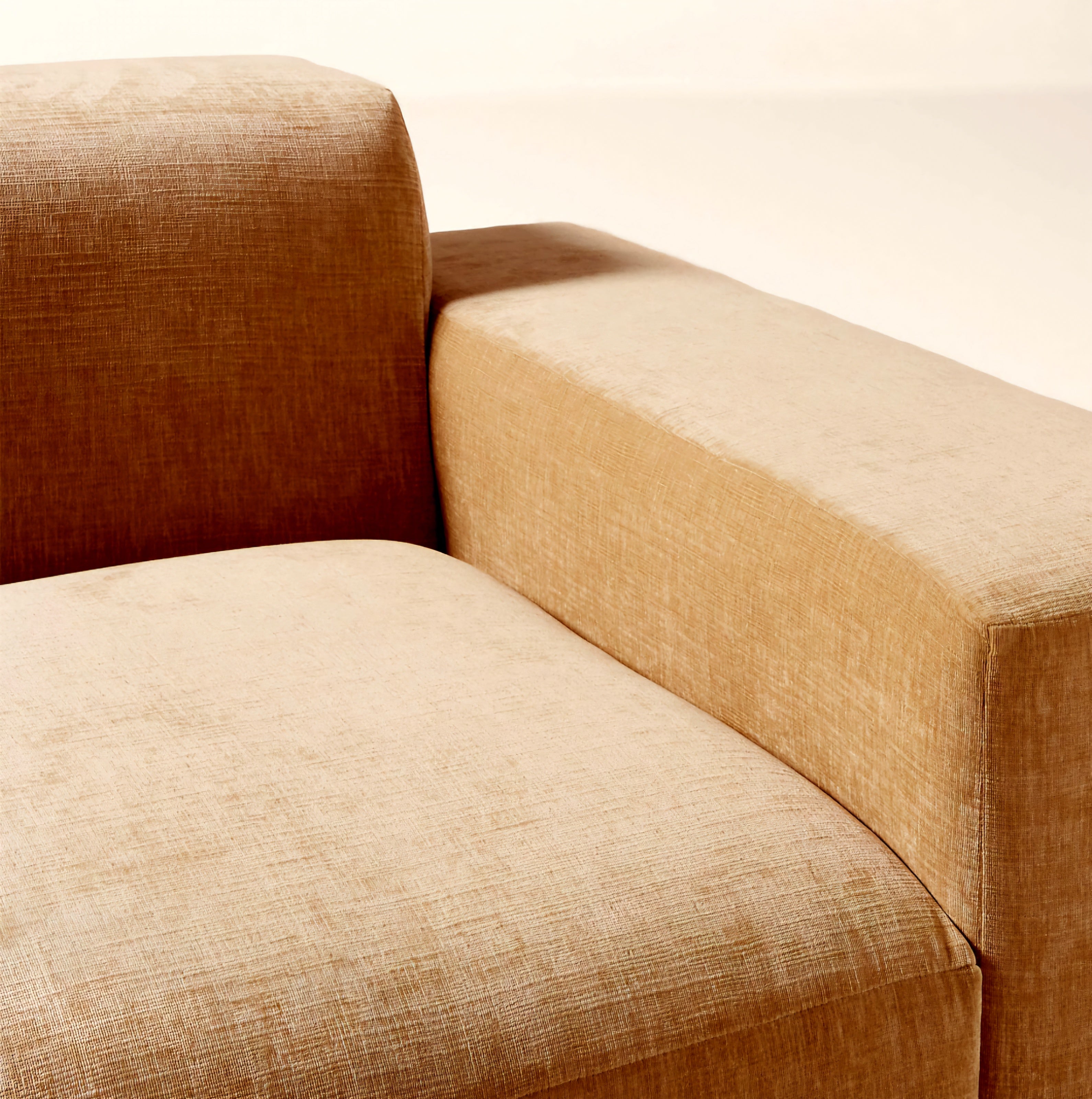 THE ONE × Faible — 6-Piece Modular Right-Arm Wheat Performance Velvet Standard Depth Sectional Sofa