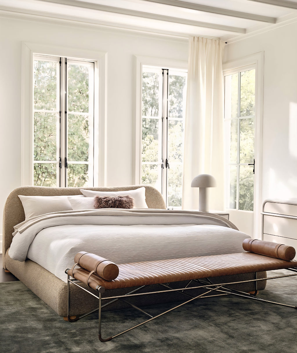 THE ONE × La Strizza — Saddle Leather Bench with Bolster Pillows