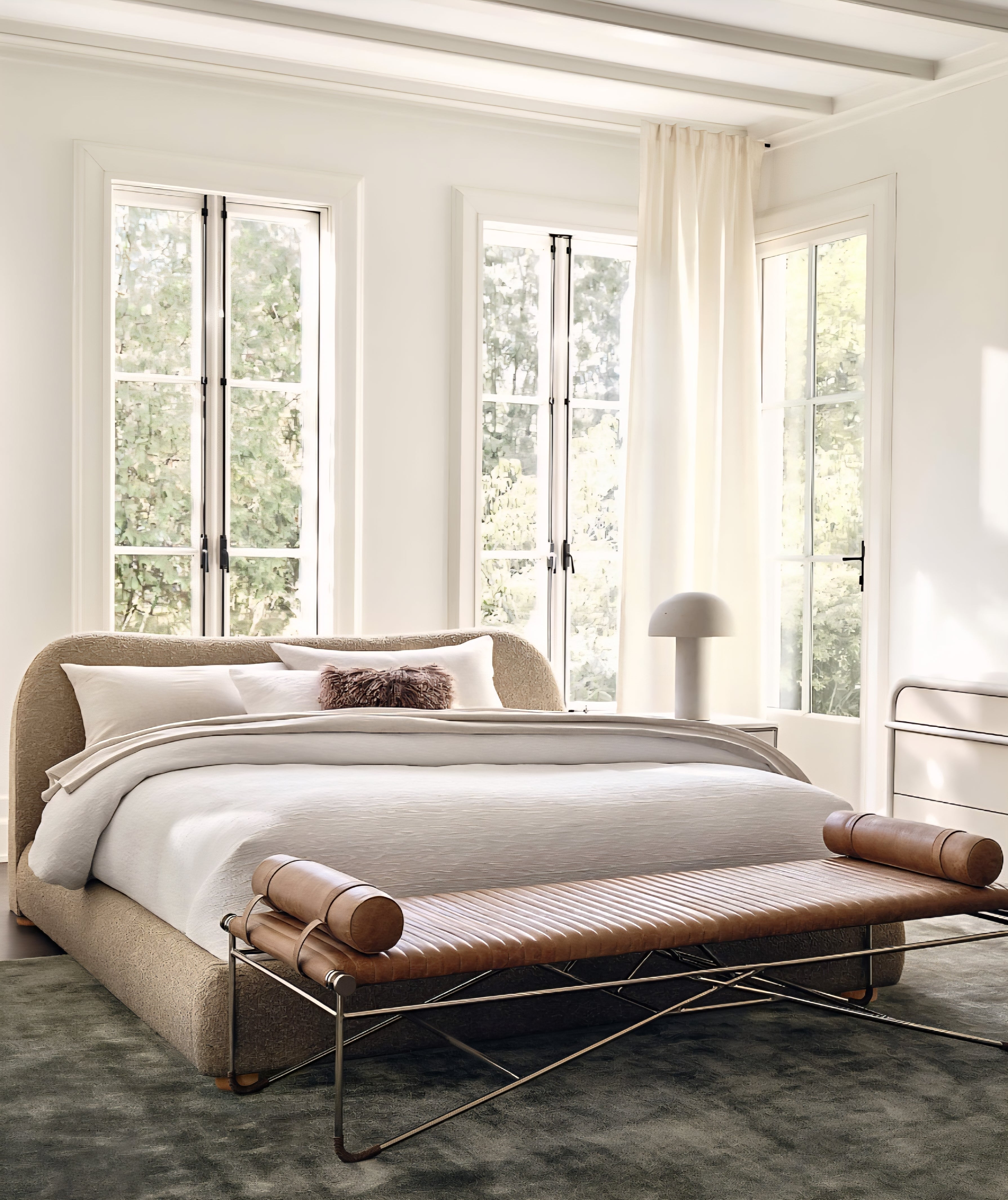 THE ONE × La Strizza — Saddle Leather Bench with Bolster Pillows