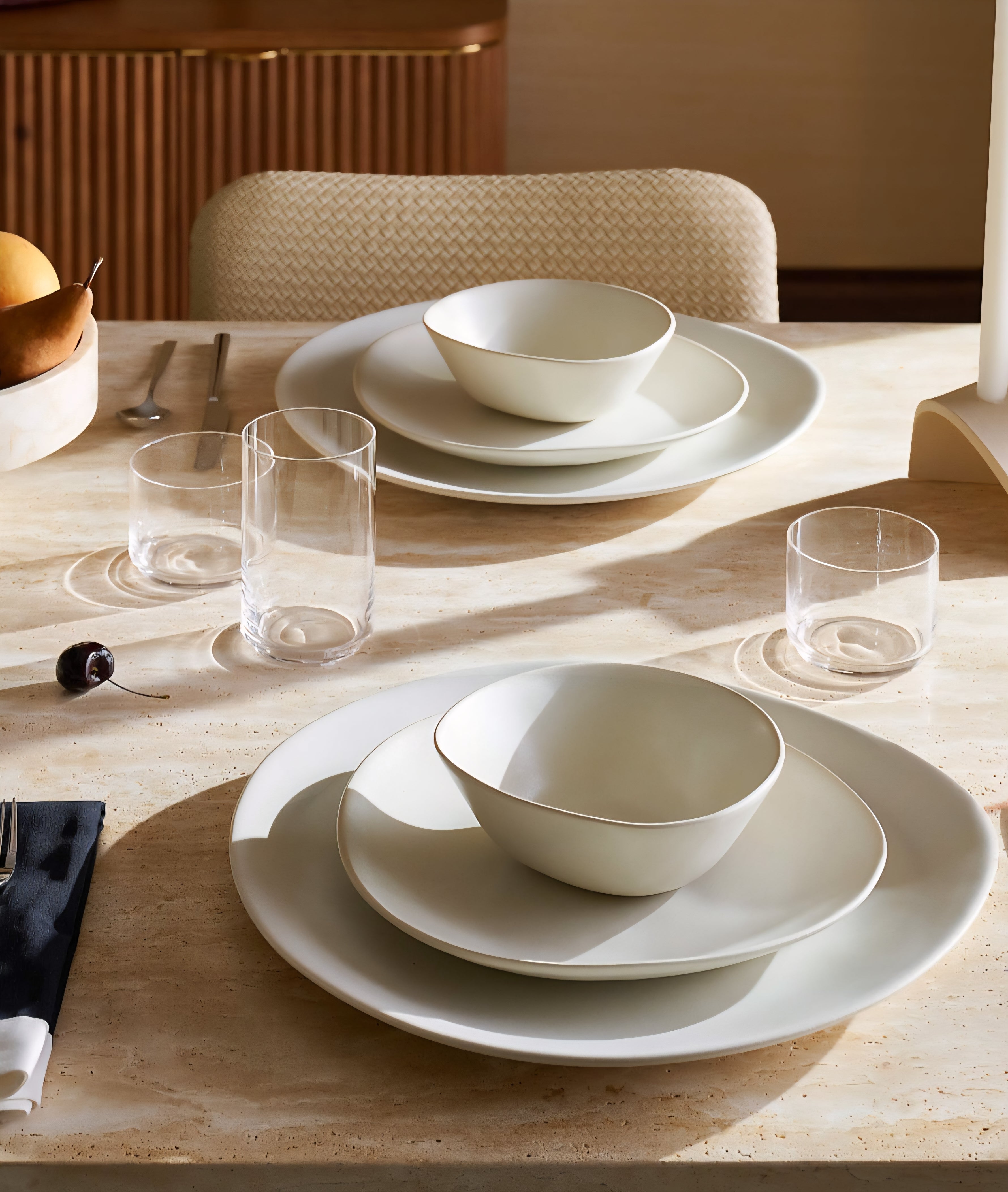 THE ONE × Selene — Ivory Stoneware Soup & Pasta Bowls
