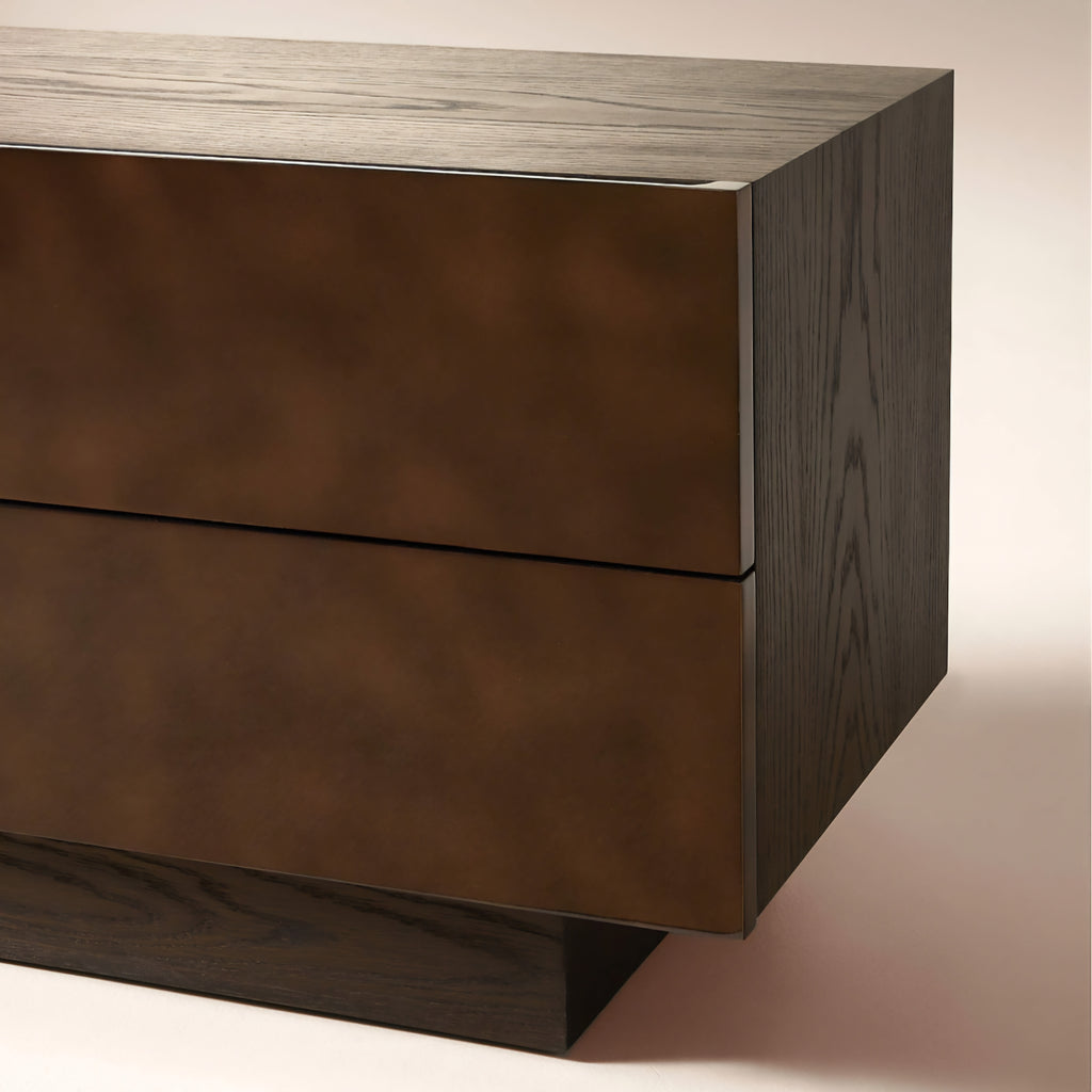THE ONE × Hudson — Lacquered Dark Brown Wood Nightstand