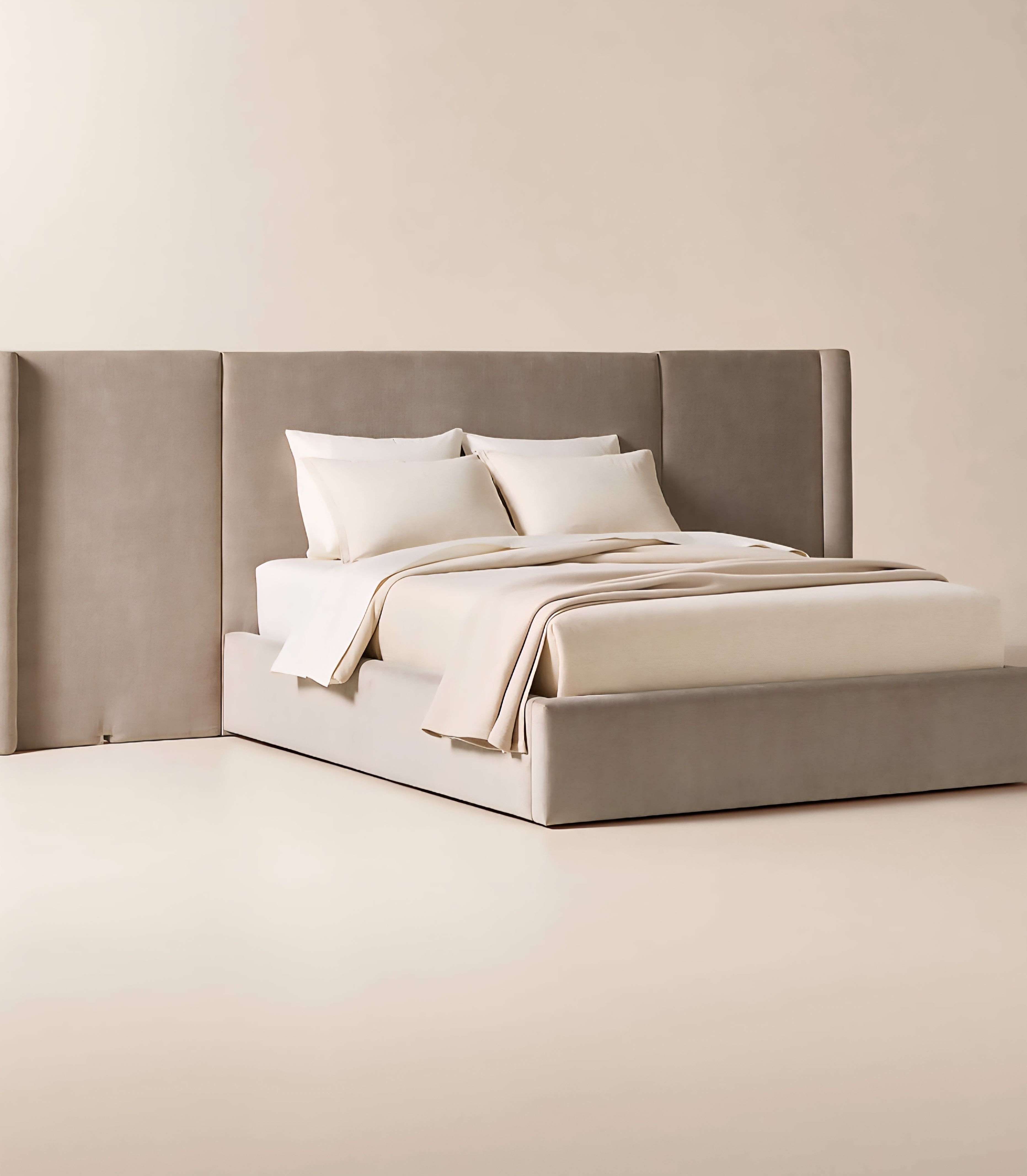 THE ONE × Abbott — Arctic Blue Velvet Upholstered Extended King Platform Bed
