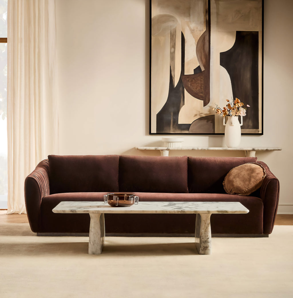 THE ONE × Almera — White Marble Coffee Table (66")