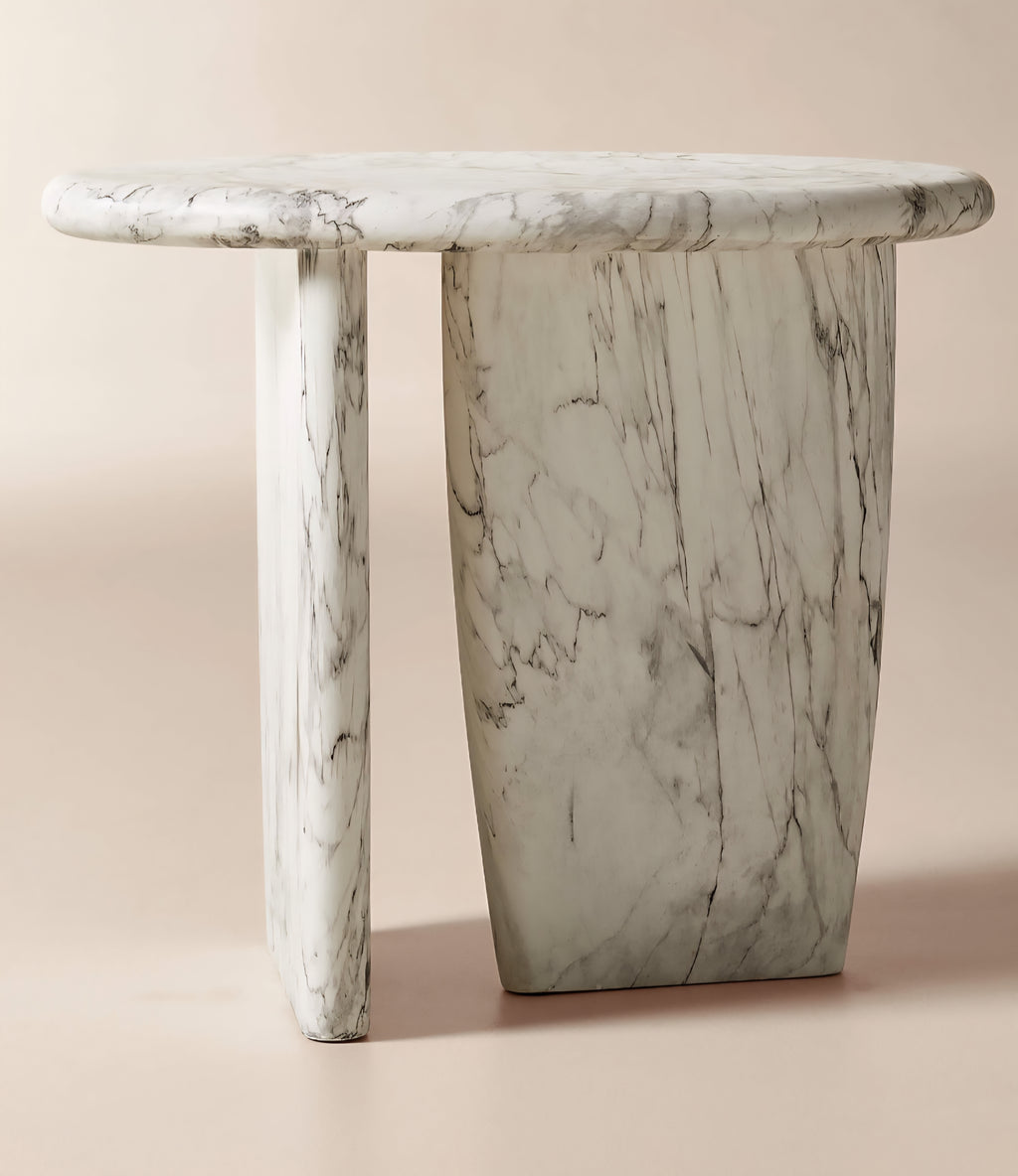 THE ONE × Anoki — Grey Marbled Resin Side Table